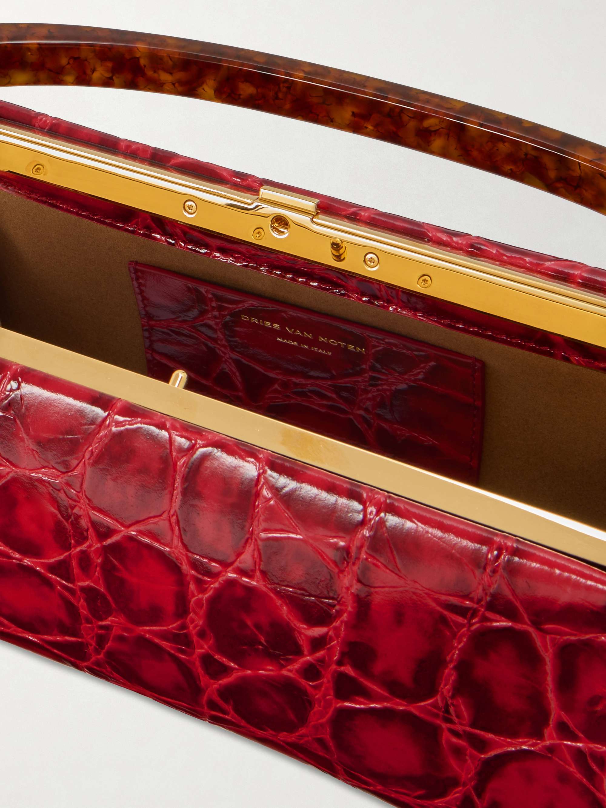 DRIES VAN NOTEN Croc-effect leather shoulder bag | NET-A-PORTER