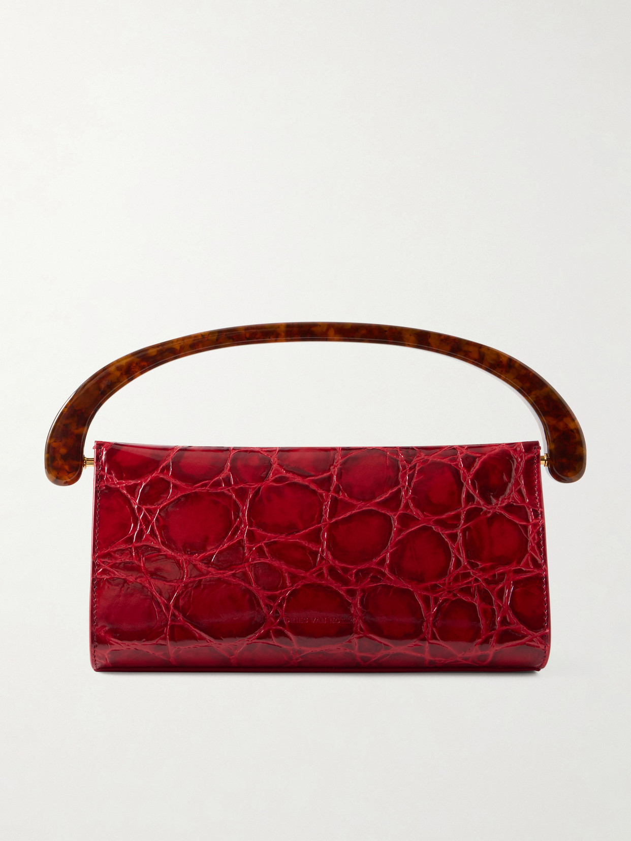 Dries Van Noten Croc-effect Leather Shoulder Bag In Red