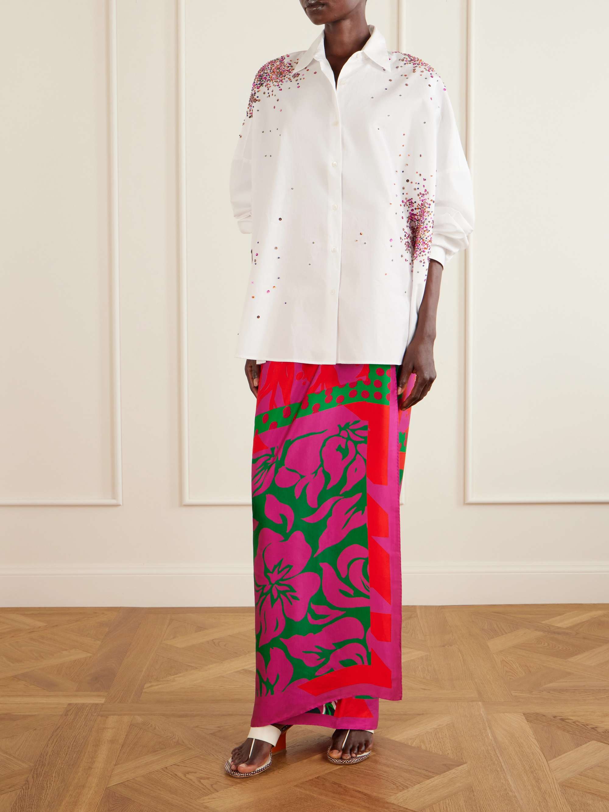 DRIES VAN NOTEN Polka-dot printed twill scarf | NET-A-PORTER
