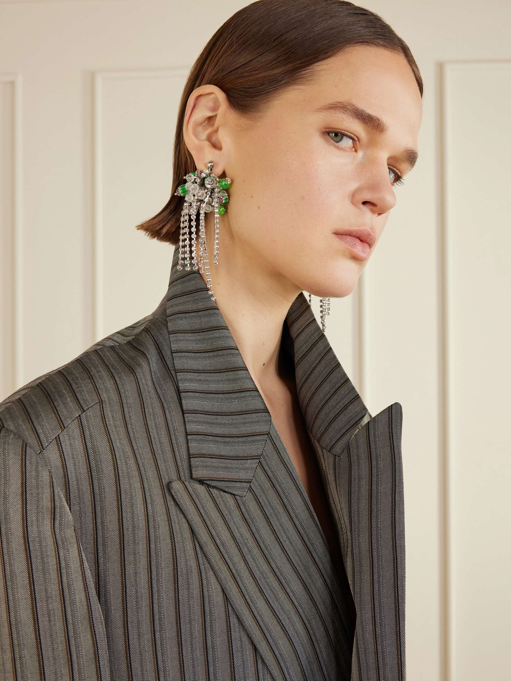 DRIES VAN NOTEN Silver-tone crystal earrings | NET-A-PORTER