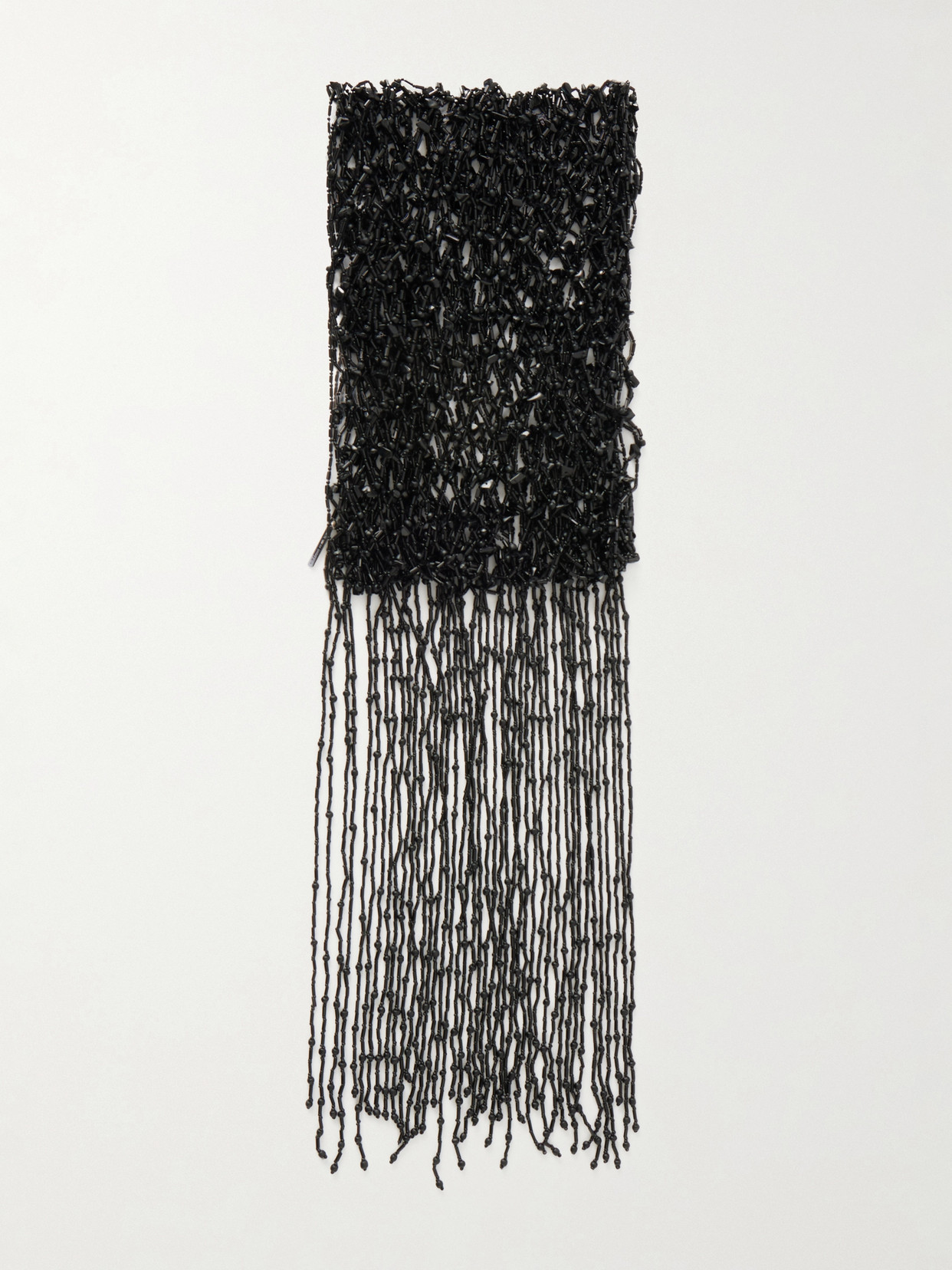 Dries Van Noten Fringed Embellished Beaded Scarf In Animal Print