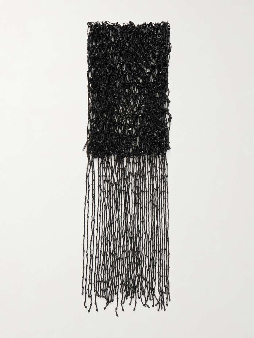 Dries Van Noten Fringed Embellished Beaded Scarf
