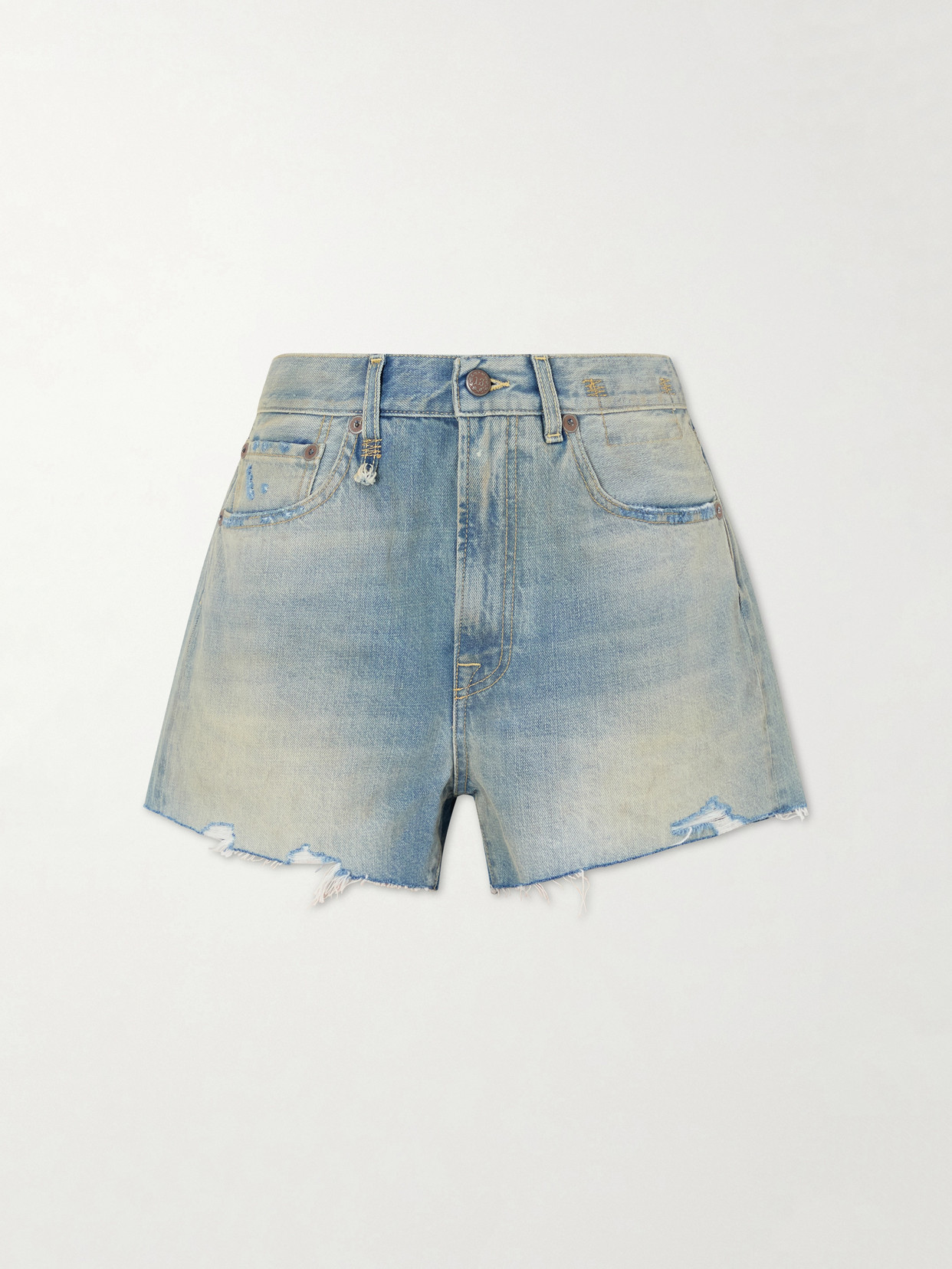 R13 X-bf Frayed Denim Shorts In Blue