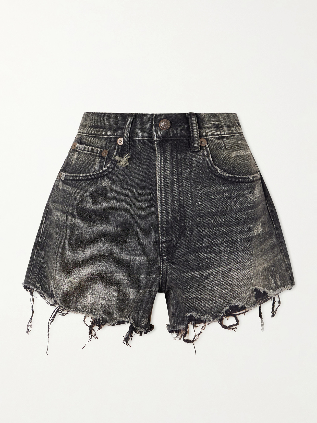 R13 Distressed Denim Shorts In Black
