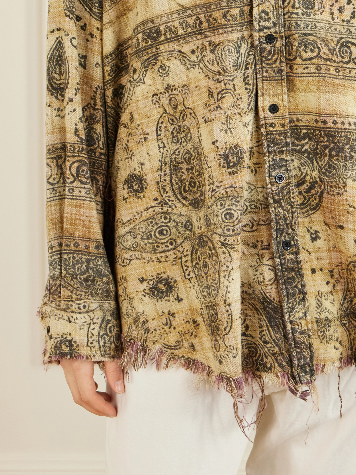 Frayed Printed Cotton Shirt