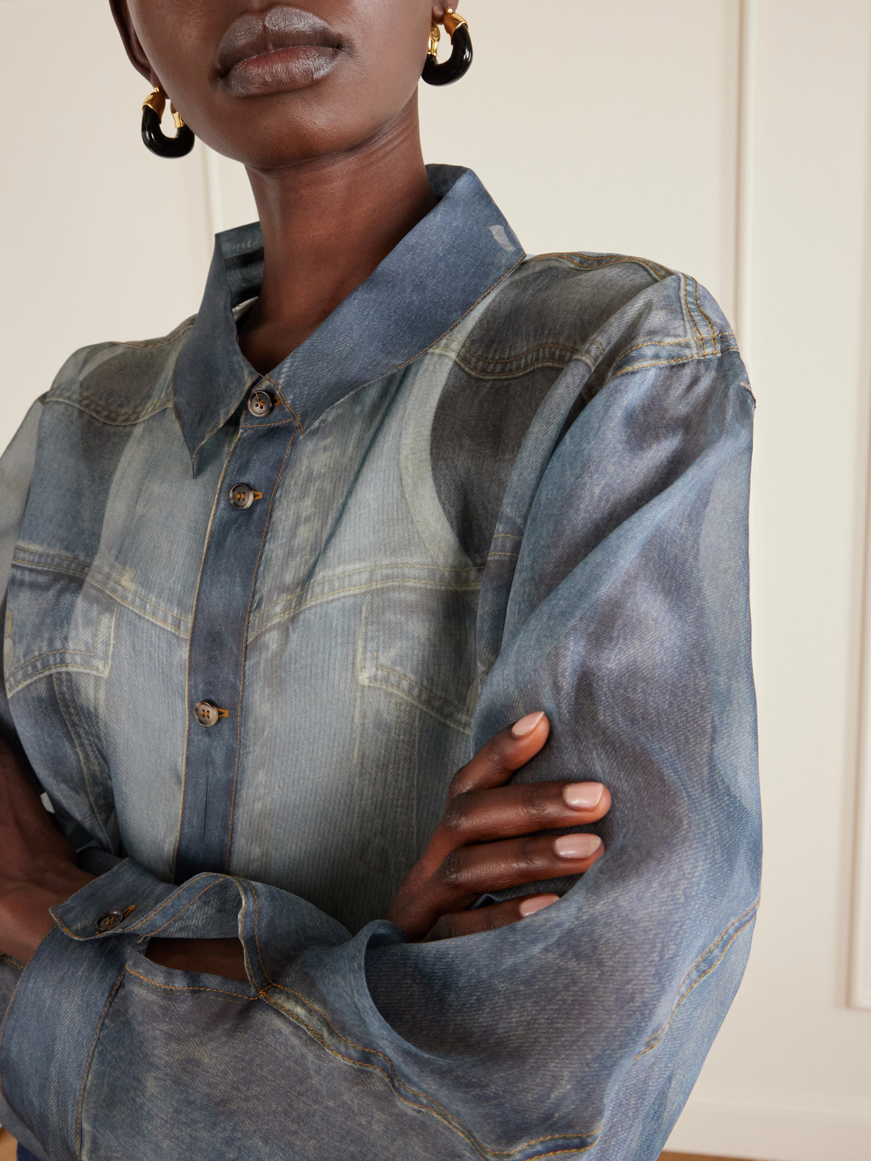 Maya Printed Silk-Organza Shirt