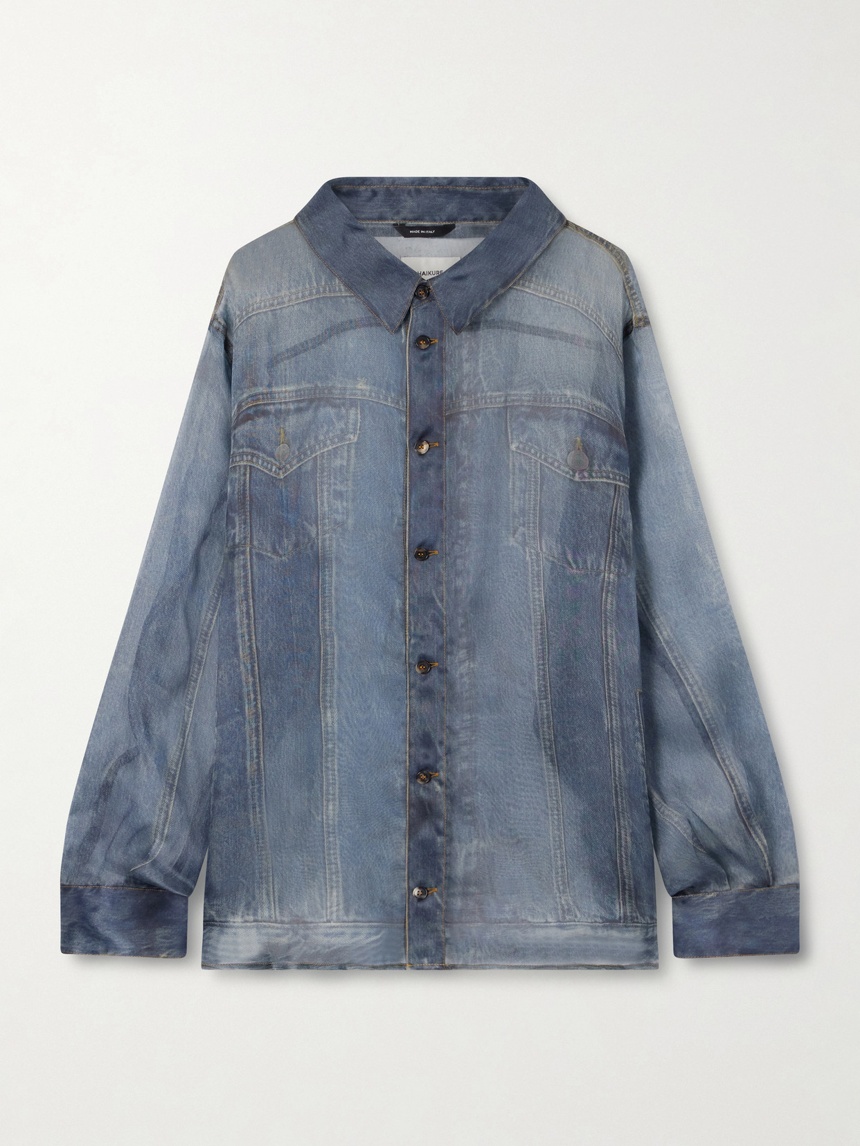 Haikure Maya Printed Silk-organza Shirt In Blue