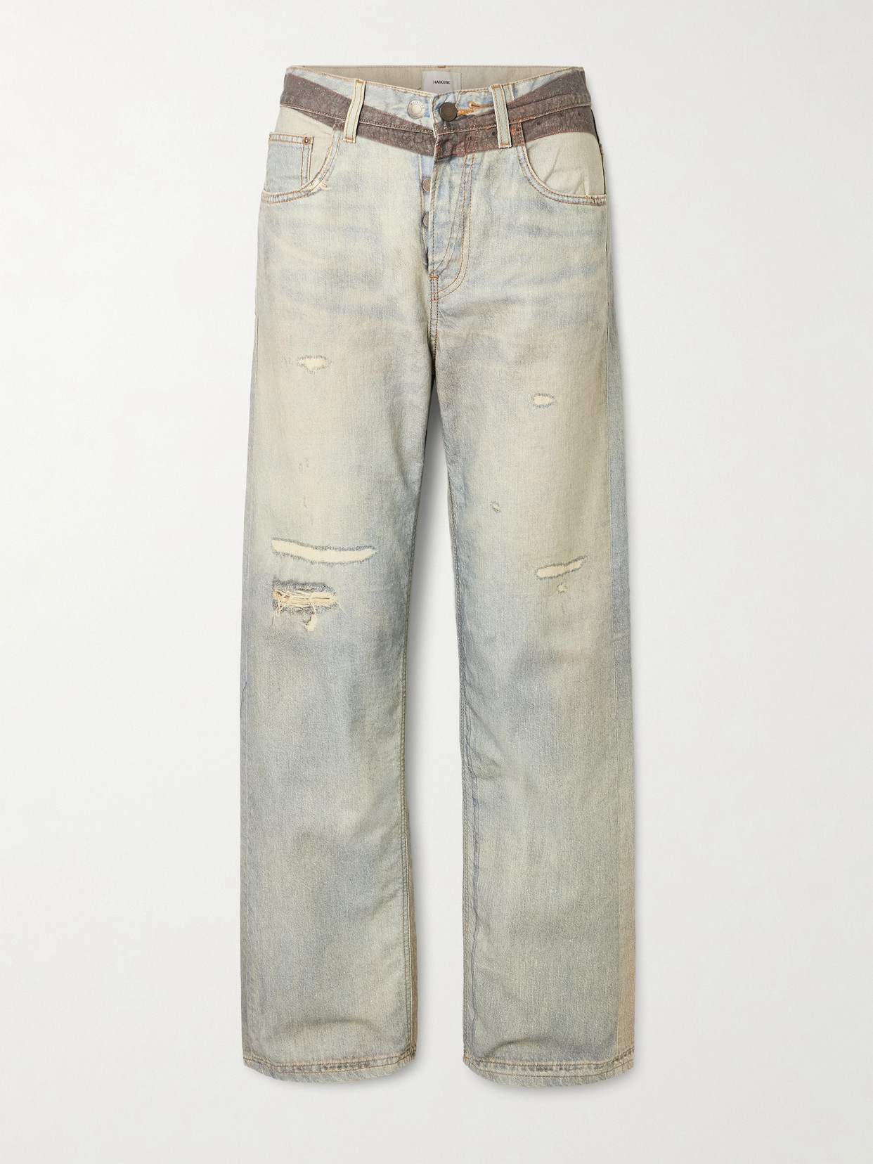 Haikure Bonnie Distressed Mid-rise Jeans In Blue