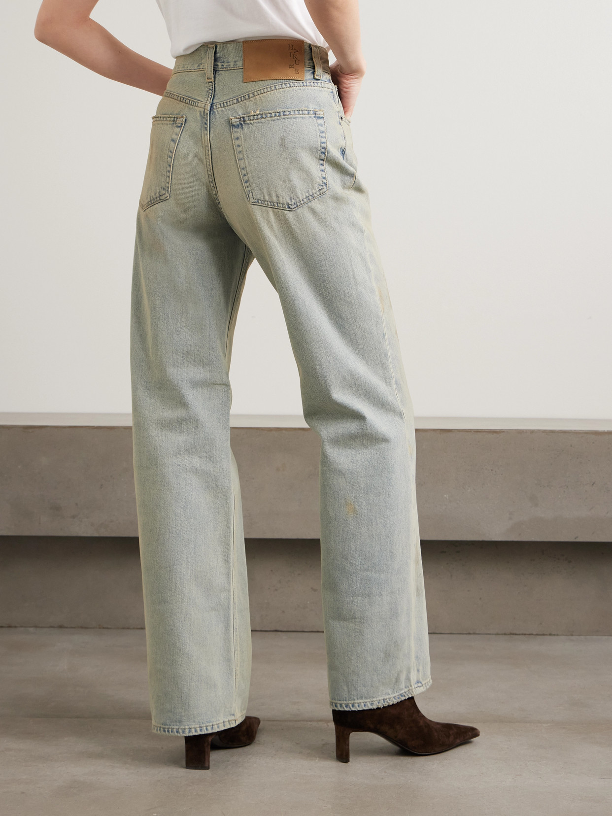 Korea Distressed Mid-Rise Wide- Leg