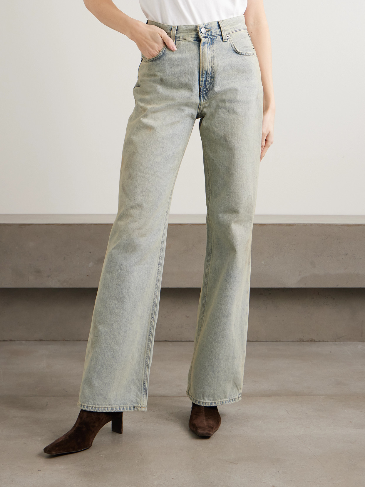 Korea Distressed Mid-Rise Wide- Leg