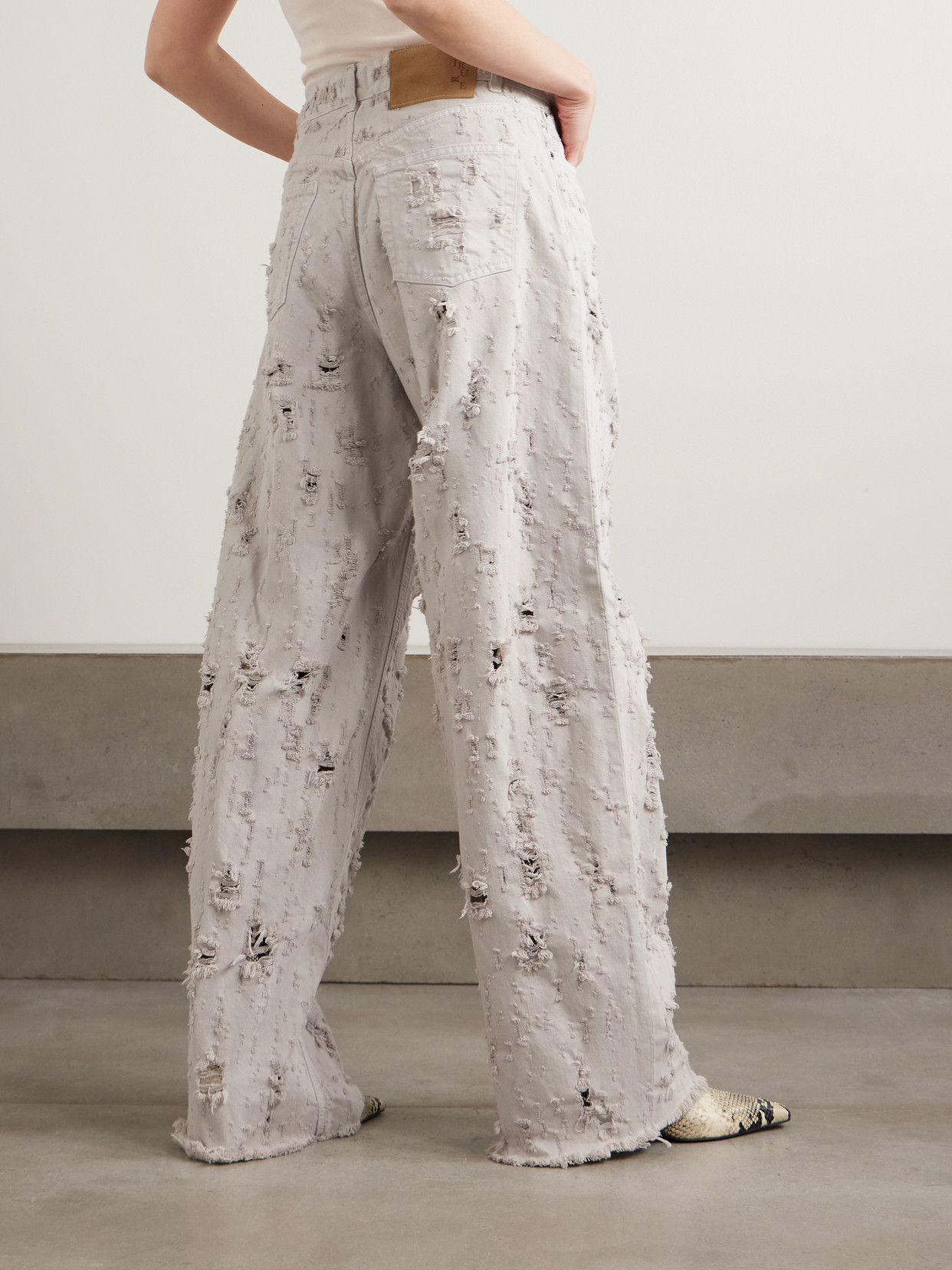 Bethany Destroy Distressed Mid-Rise Wide- Leg
