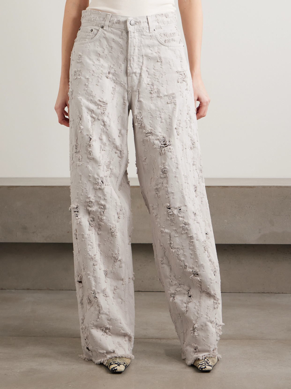 Bethany Destroy Distressed Mid-Rise Wide- Leg