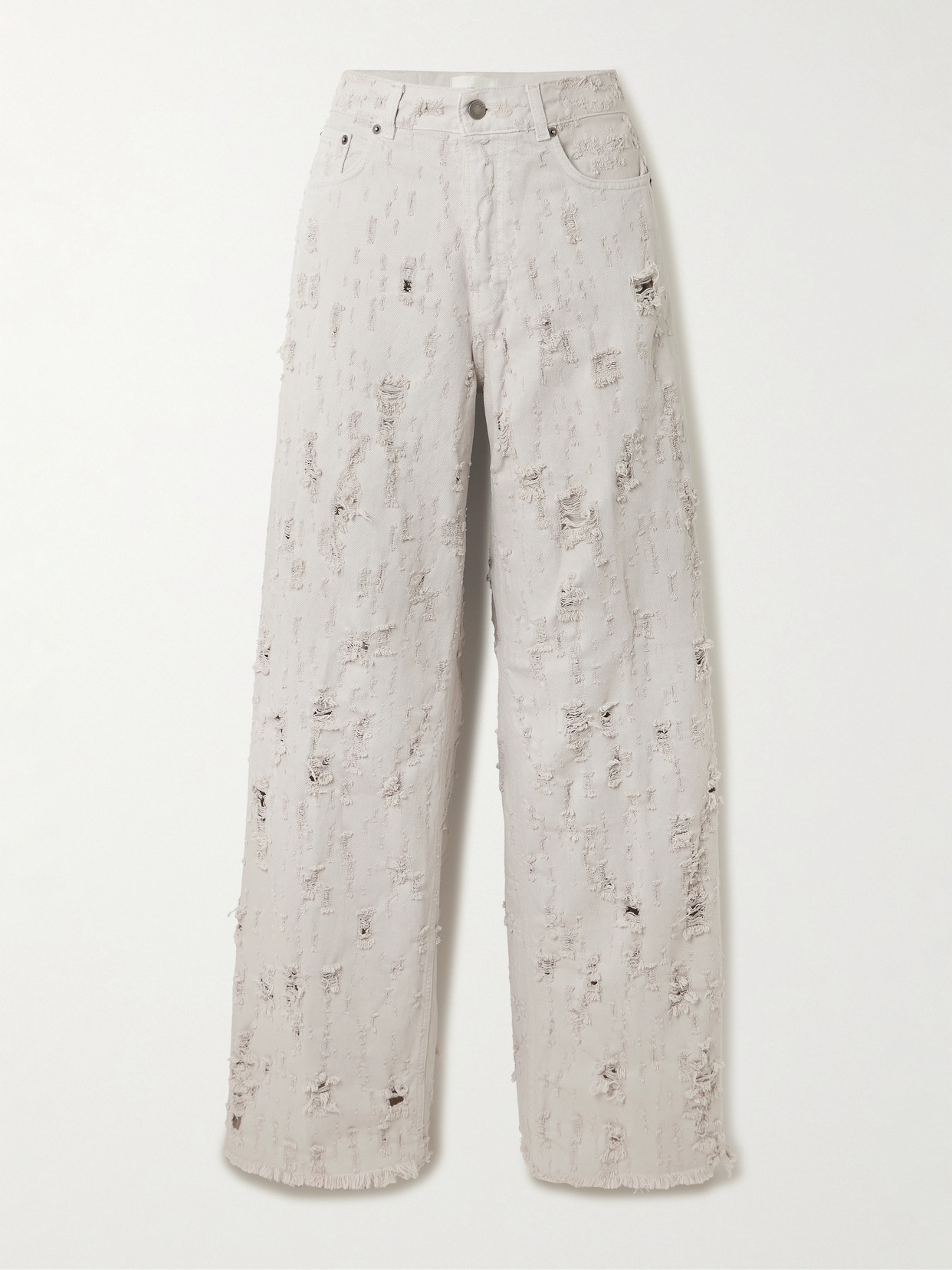 Haikure Bethany Destroy Distressed Mid-rise Wide-leg Jeans In Gray