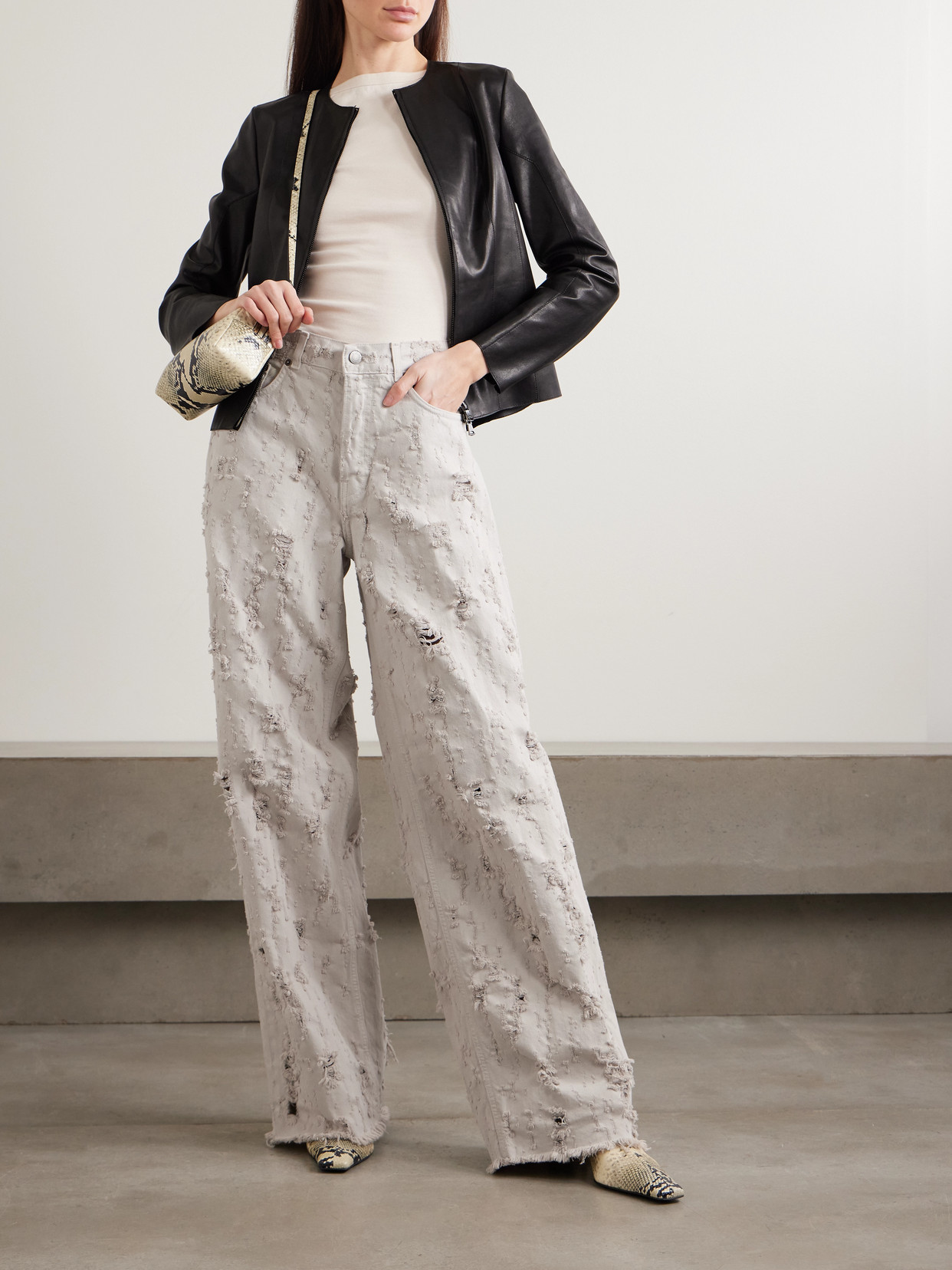 Bethany Destroy Distressed Mid-Rise Wide- Leg