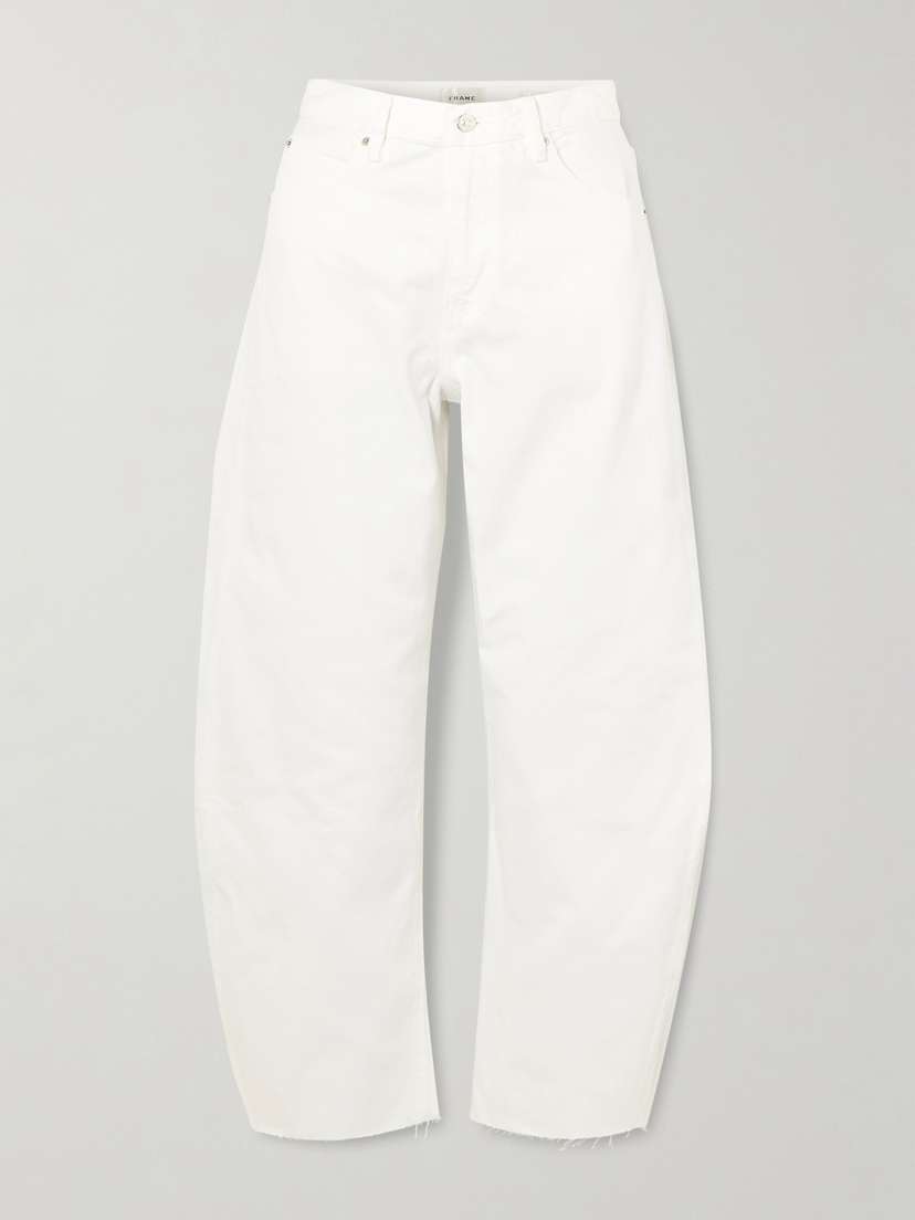 Frame The Bubble Crop Frayed High-rise Barrel-leg Jeans