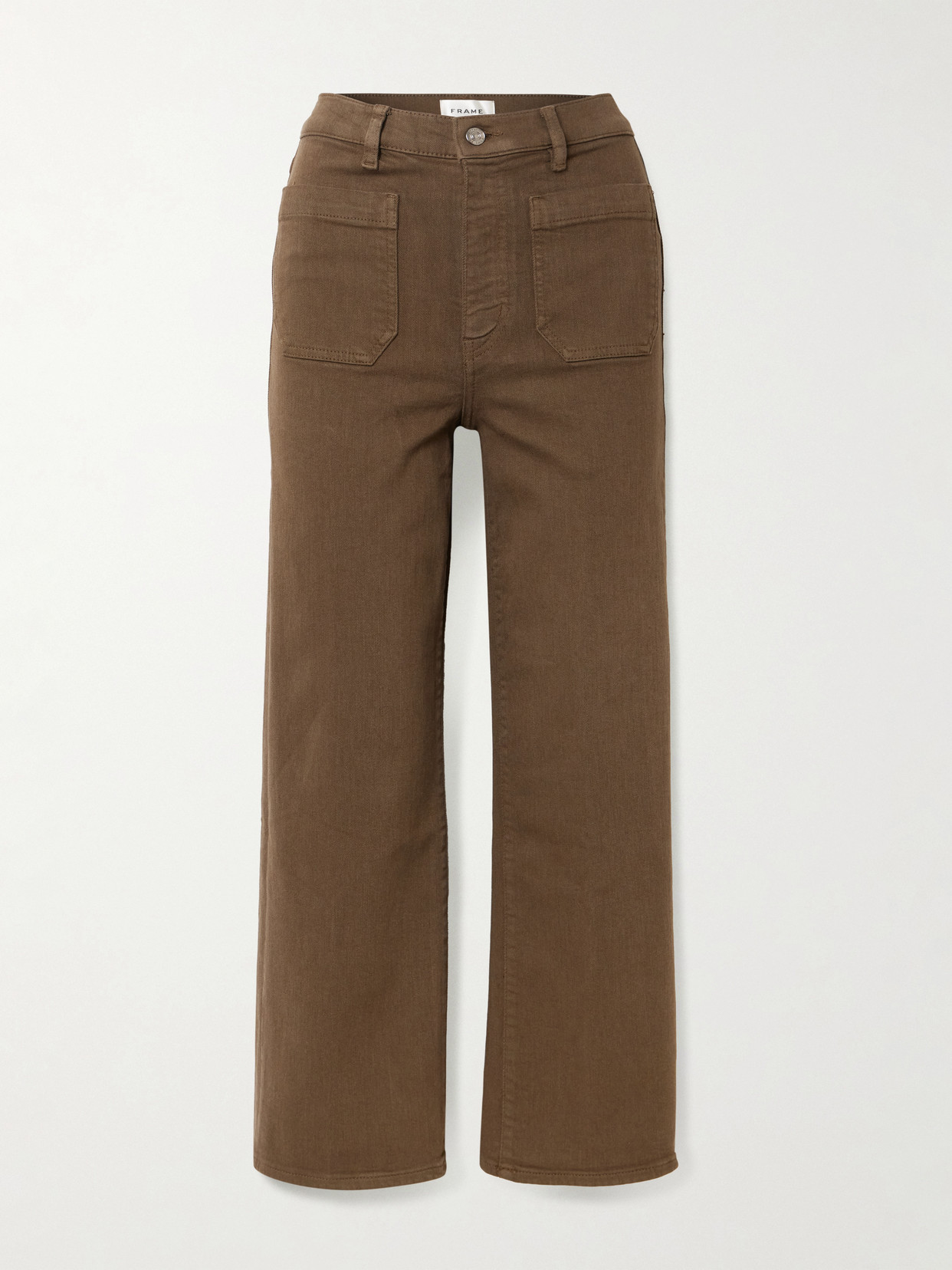 Frame Anchor Cotton-blend Straight-leg Pants In Brown