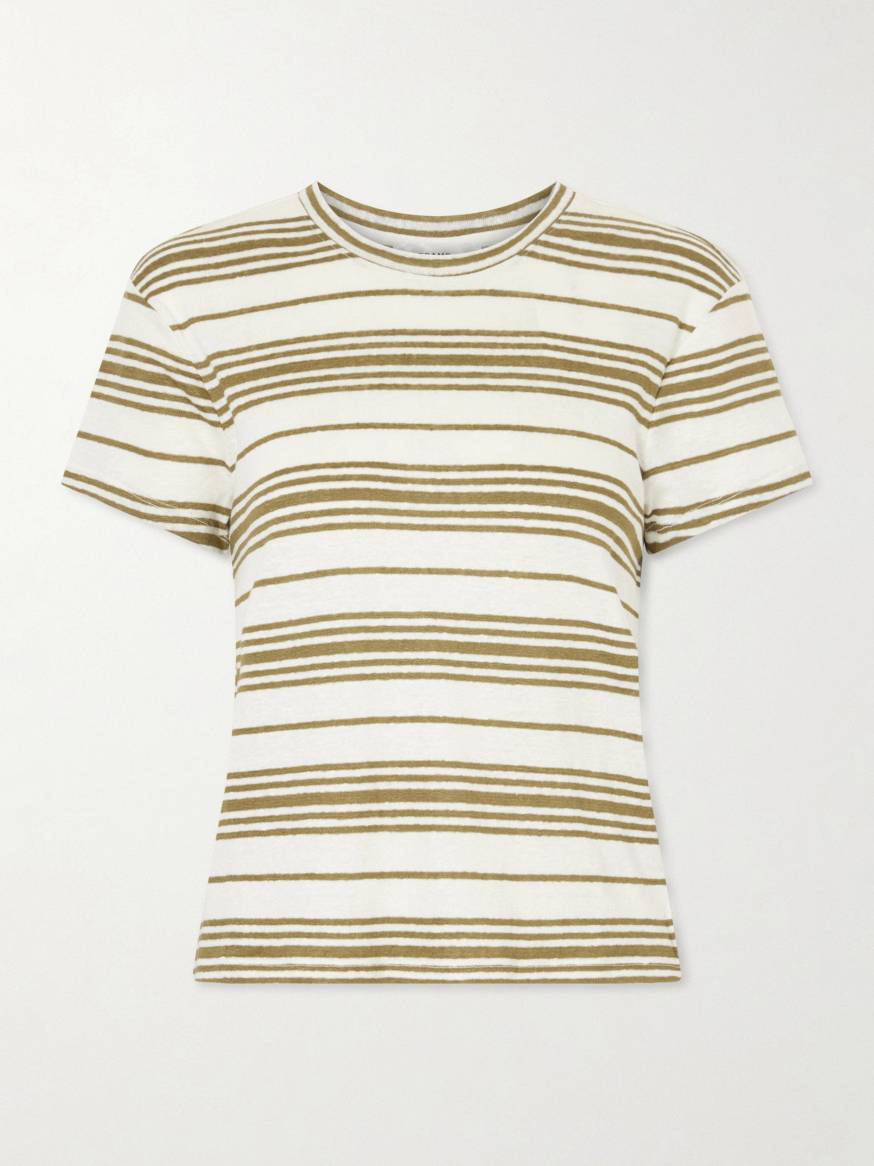 Frame Striped Linen T-shirt In Brown