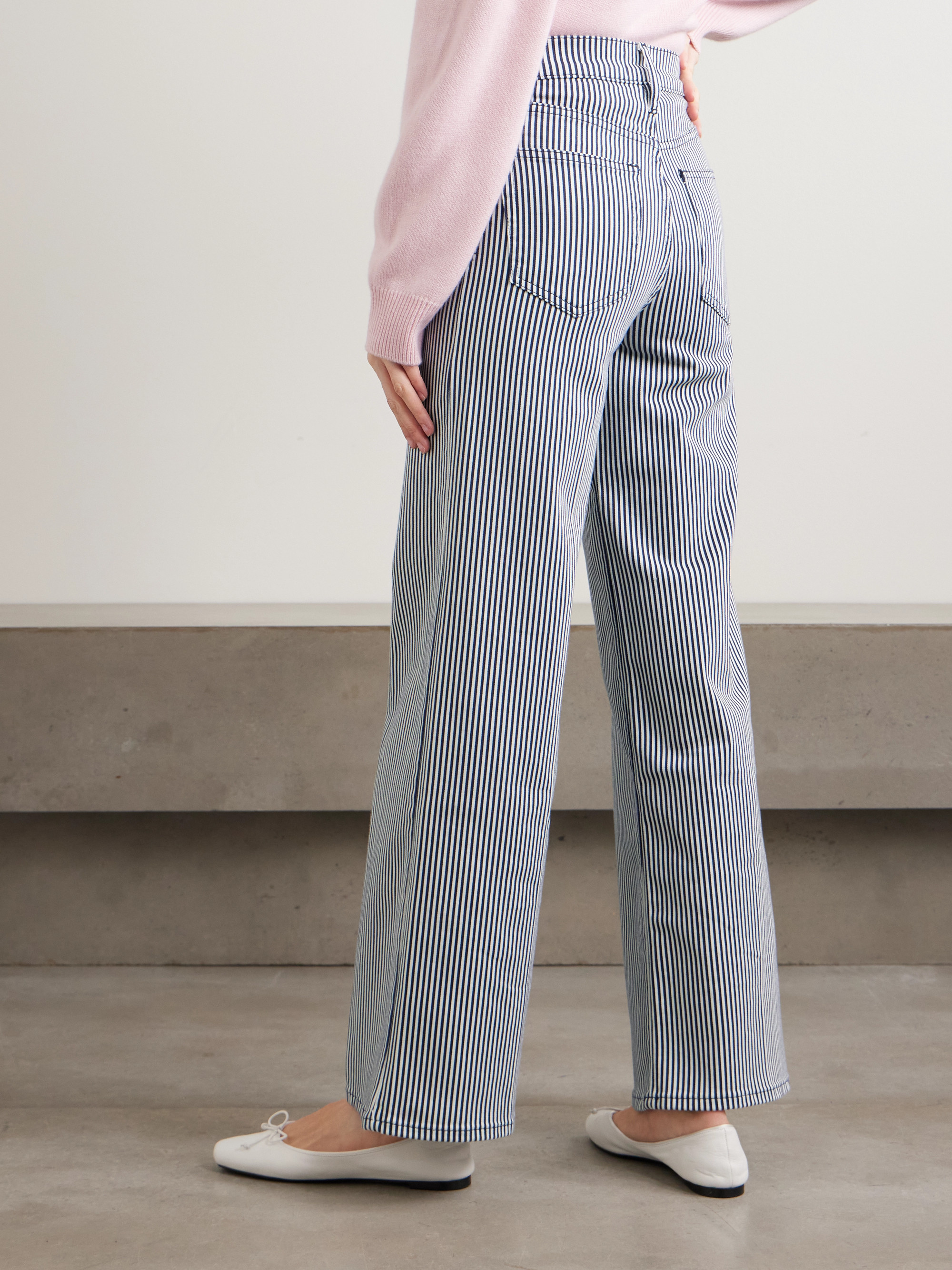 FRAME Le Slim Palazzo striped high-rise flared jeans