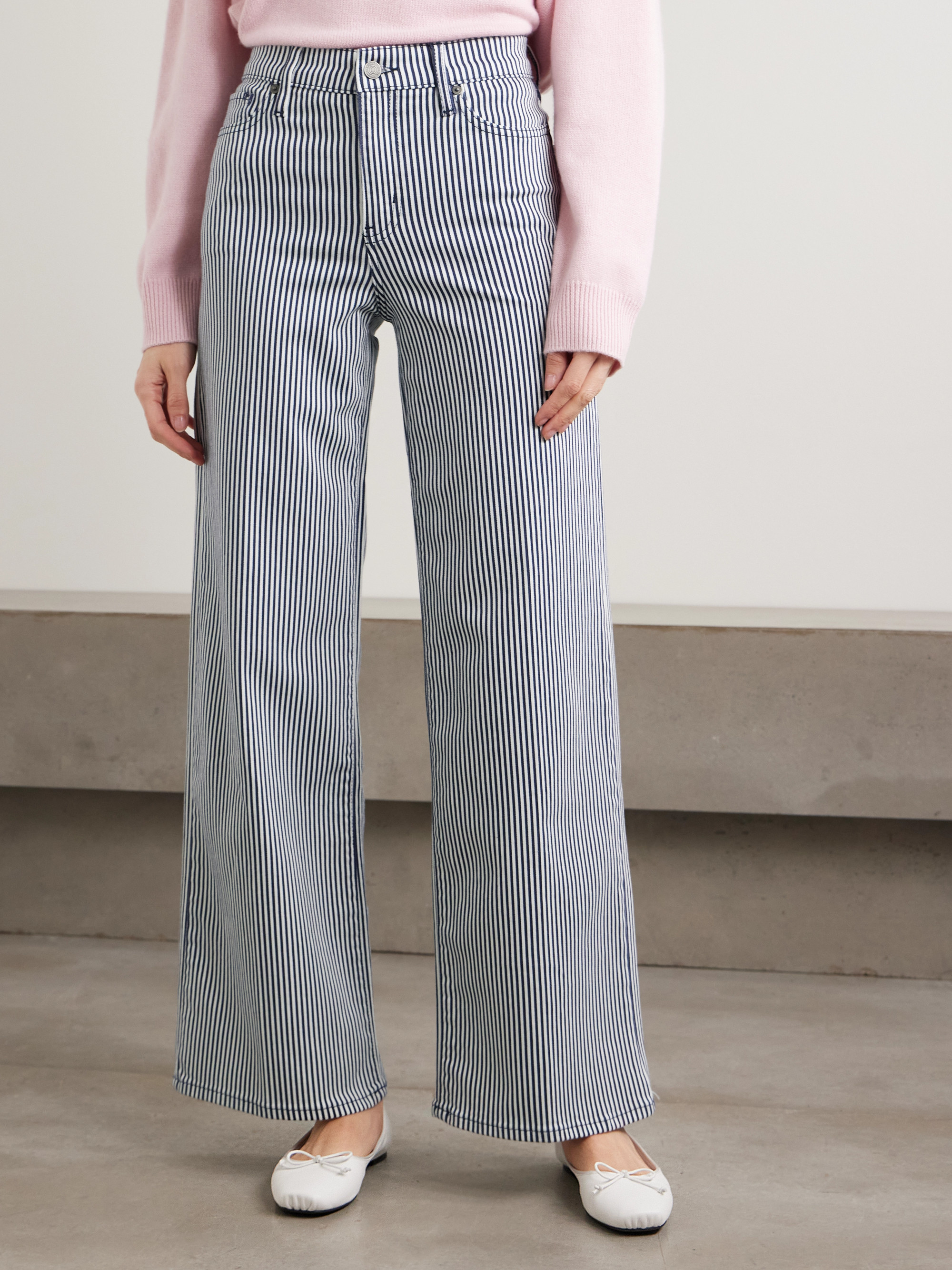 FRAME Le Slim Palazzo striped high-rise flared jeans