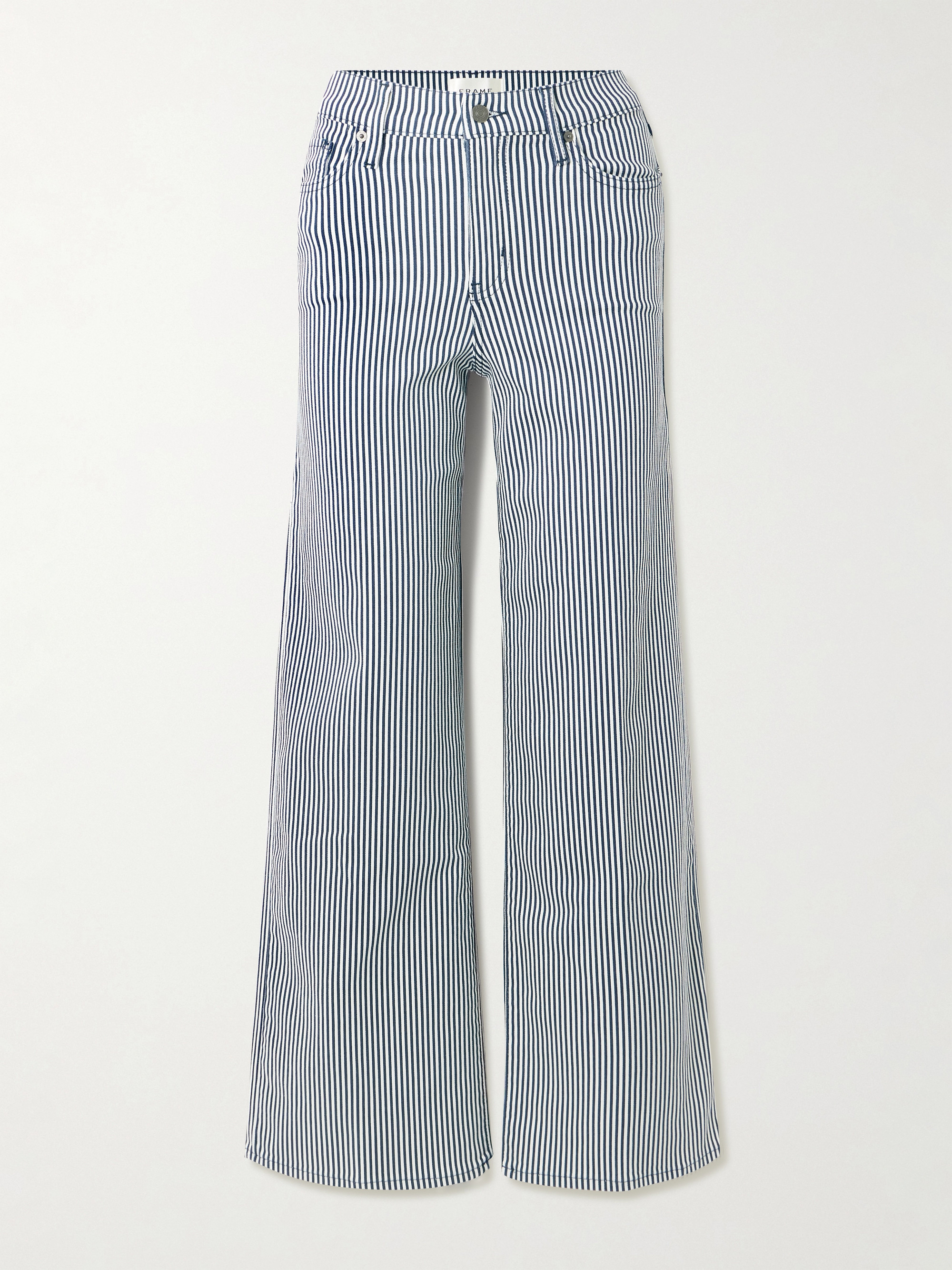 FRAME Le Slim Palazzo striped high-rise flared jeans