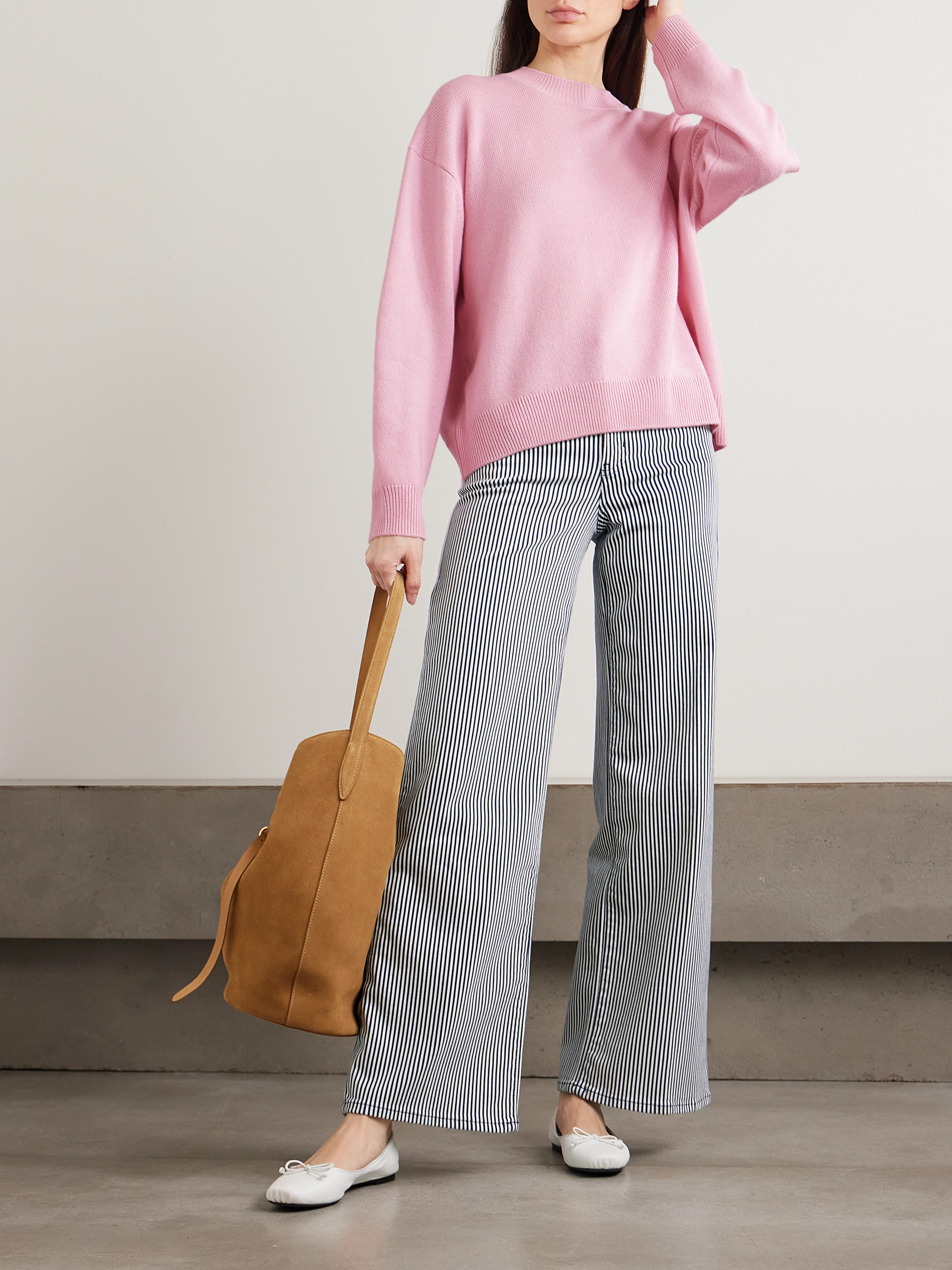 FRAME Le Slim Palazzo striped high-rise flared jeans