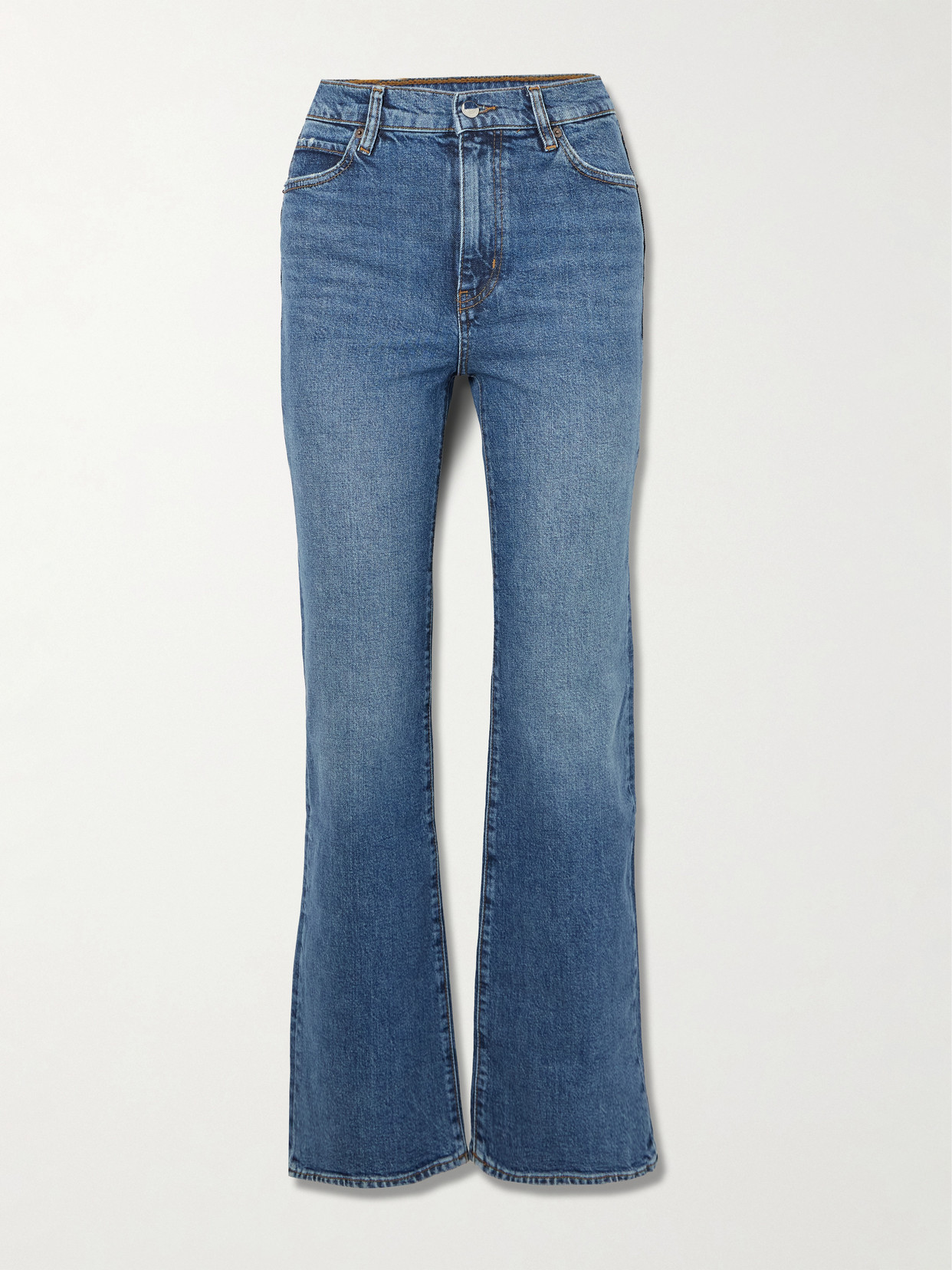 Frame The Pixie Arrow High-rise Bootcut Jeans In Blue