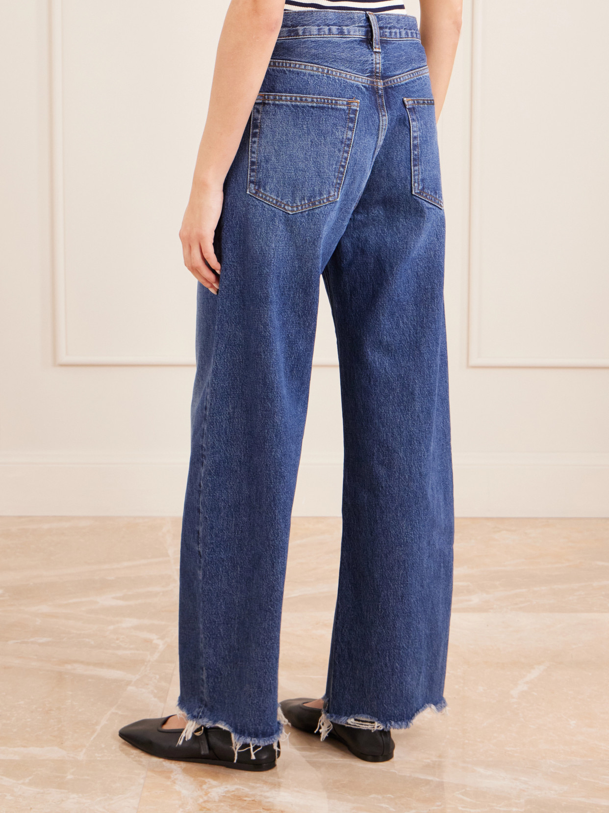 The Bow Distressed High-Rise Wide- Leg