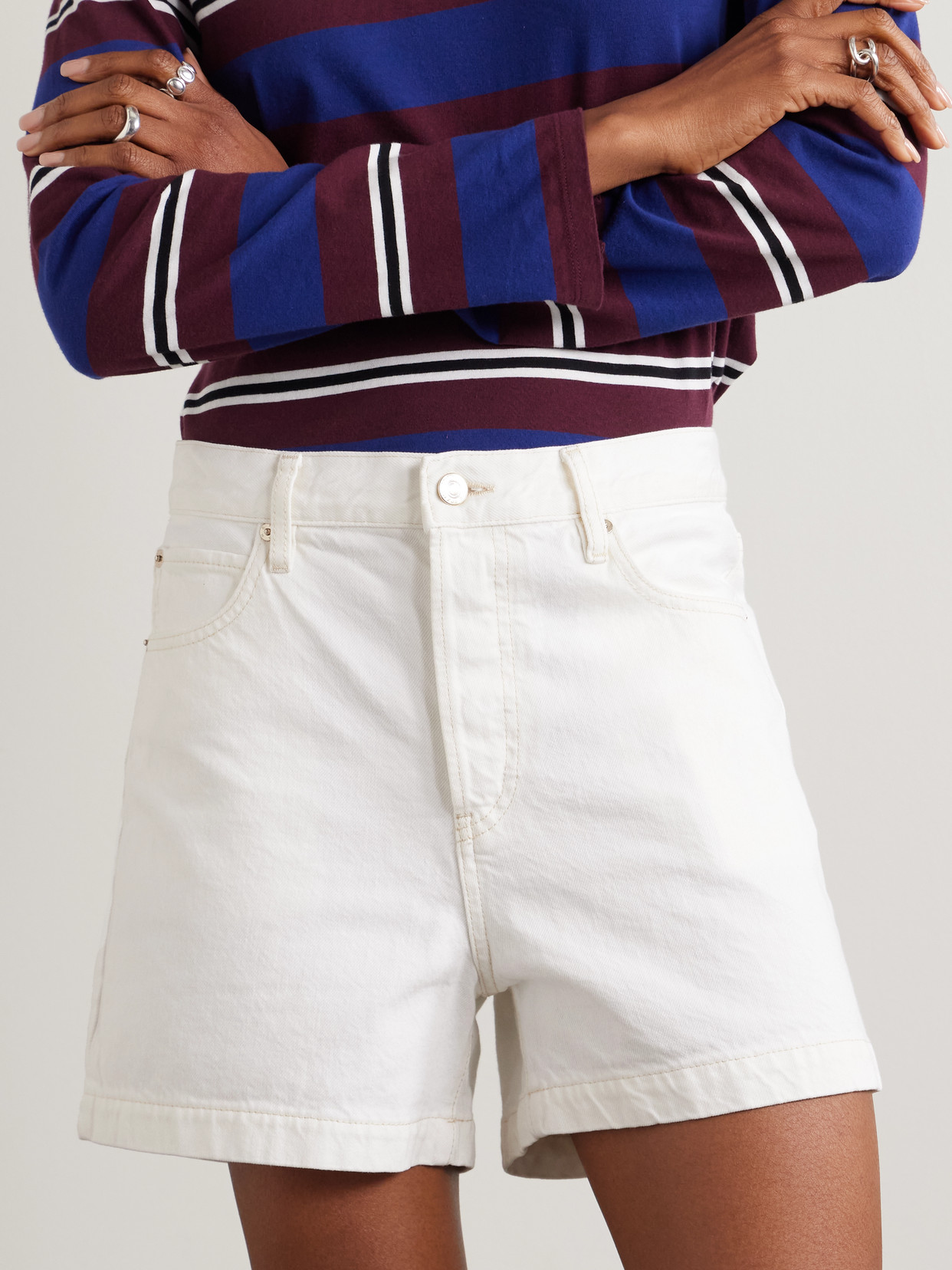 Frame Womens Au Natural Clean The Everyday High-rise Denim Shorts In White