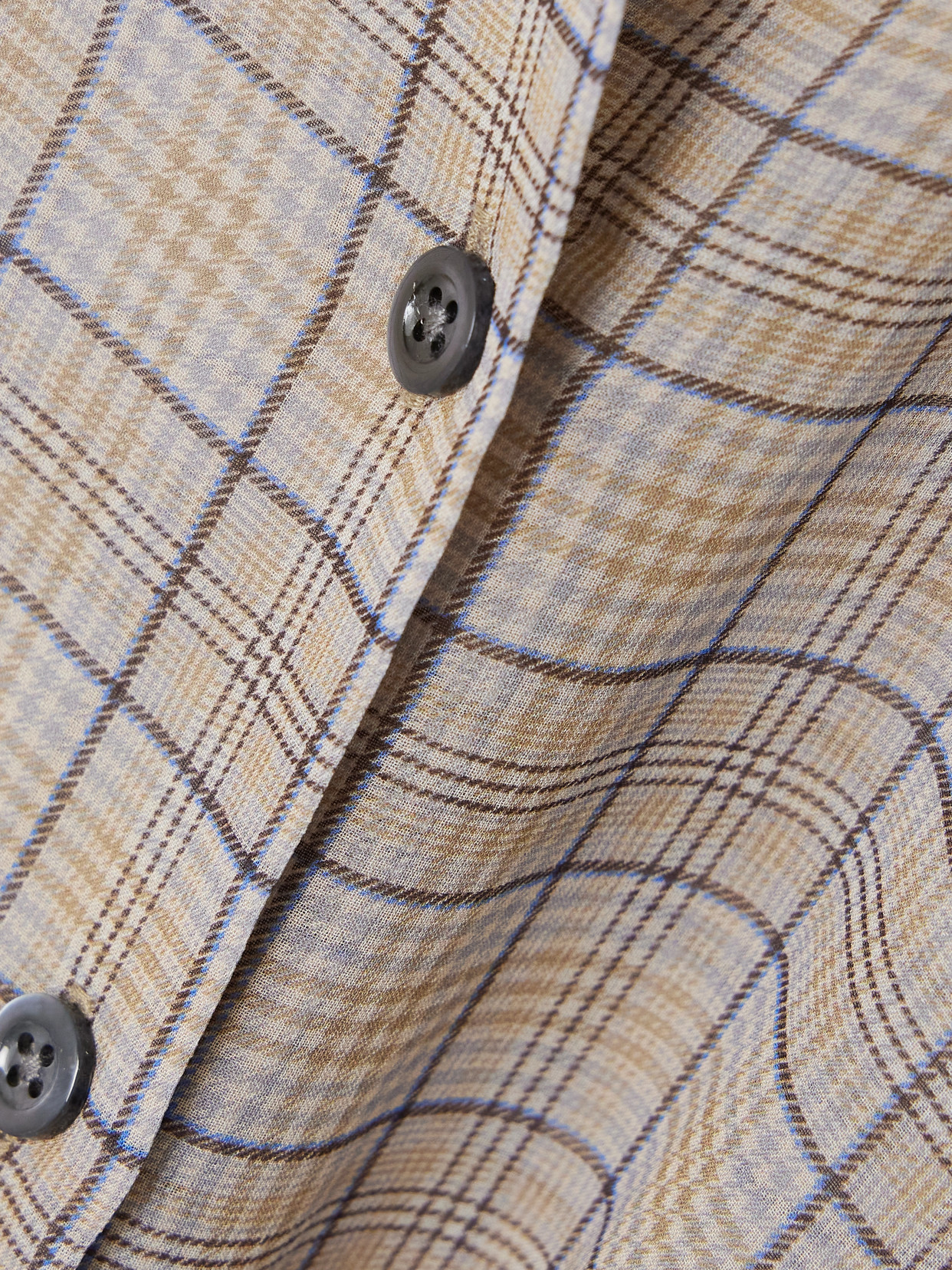 The Plaid Staple Gathered Checked Silk-Chiffon Shirt
