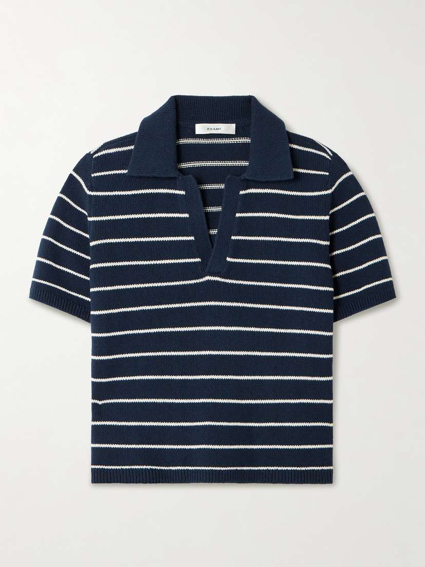 Frame The Striped Easy Cotton-blend Polo Shirt
