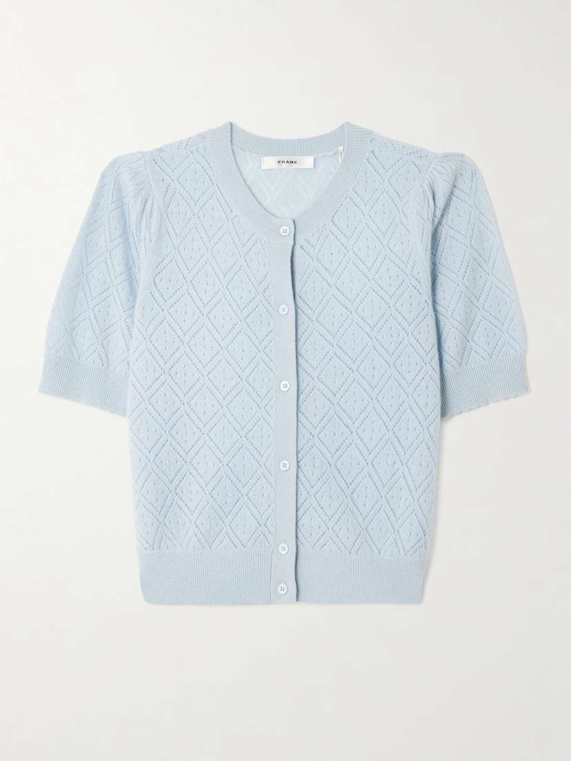 Frame The Delicate Pointelle-knit Cashmere Cardigan