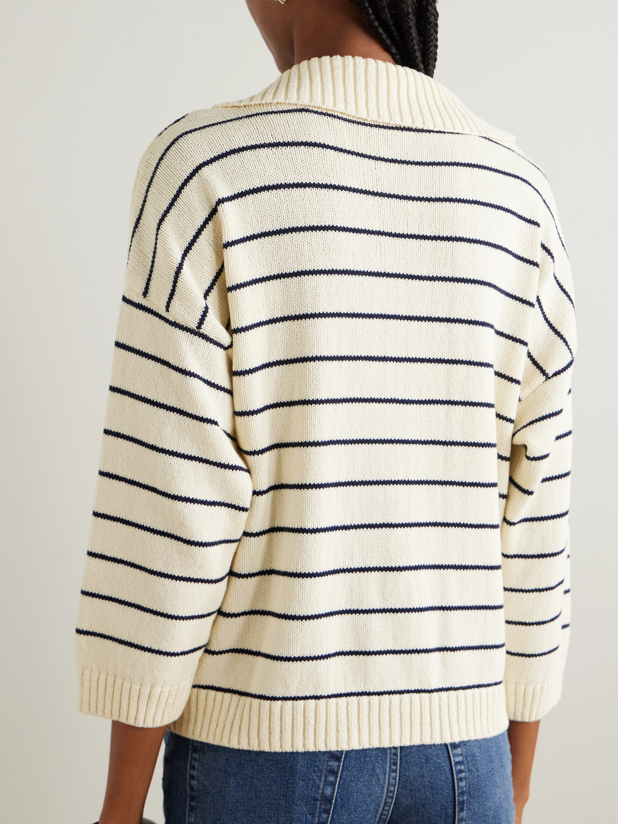 The Striped Easy Cotton-Blend Polo Sweater
