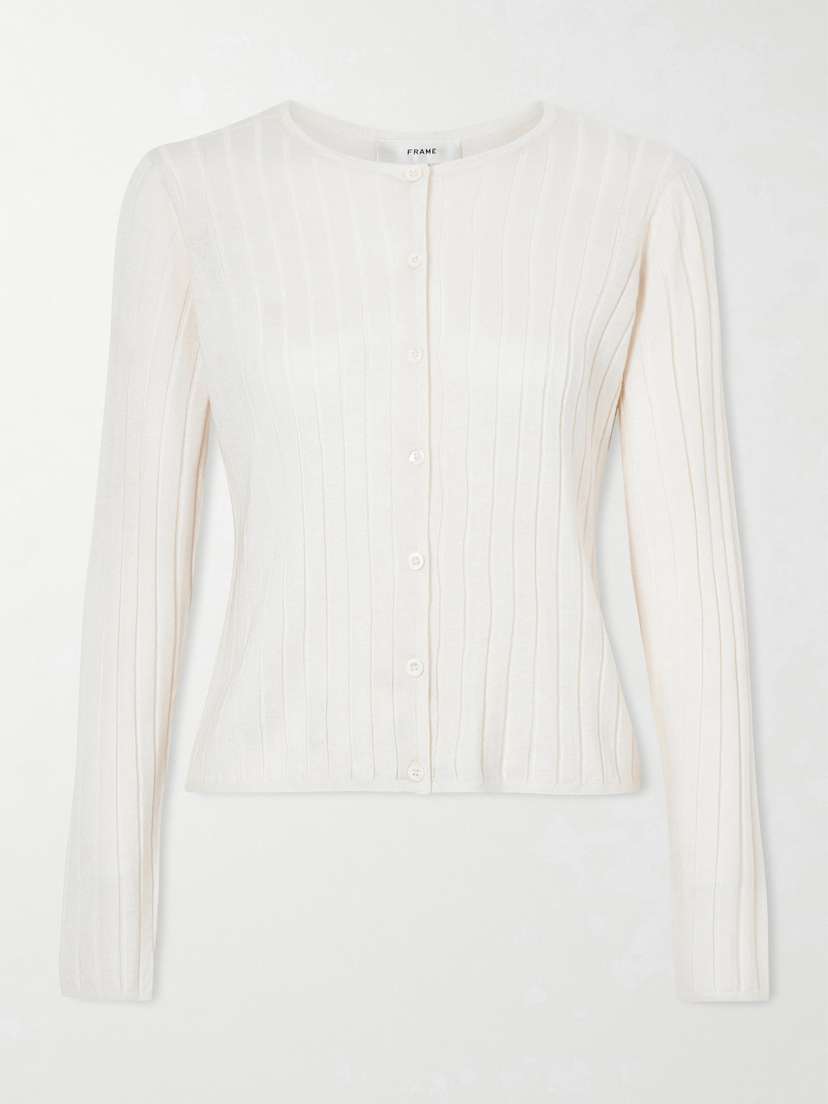 Frame Ribbed Cashmere And Silk-blend Cardigan