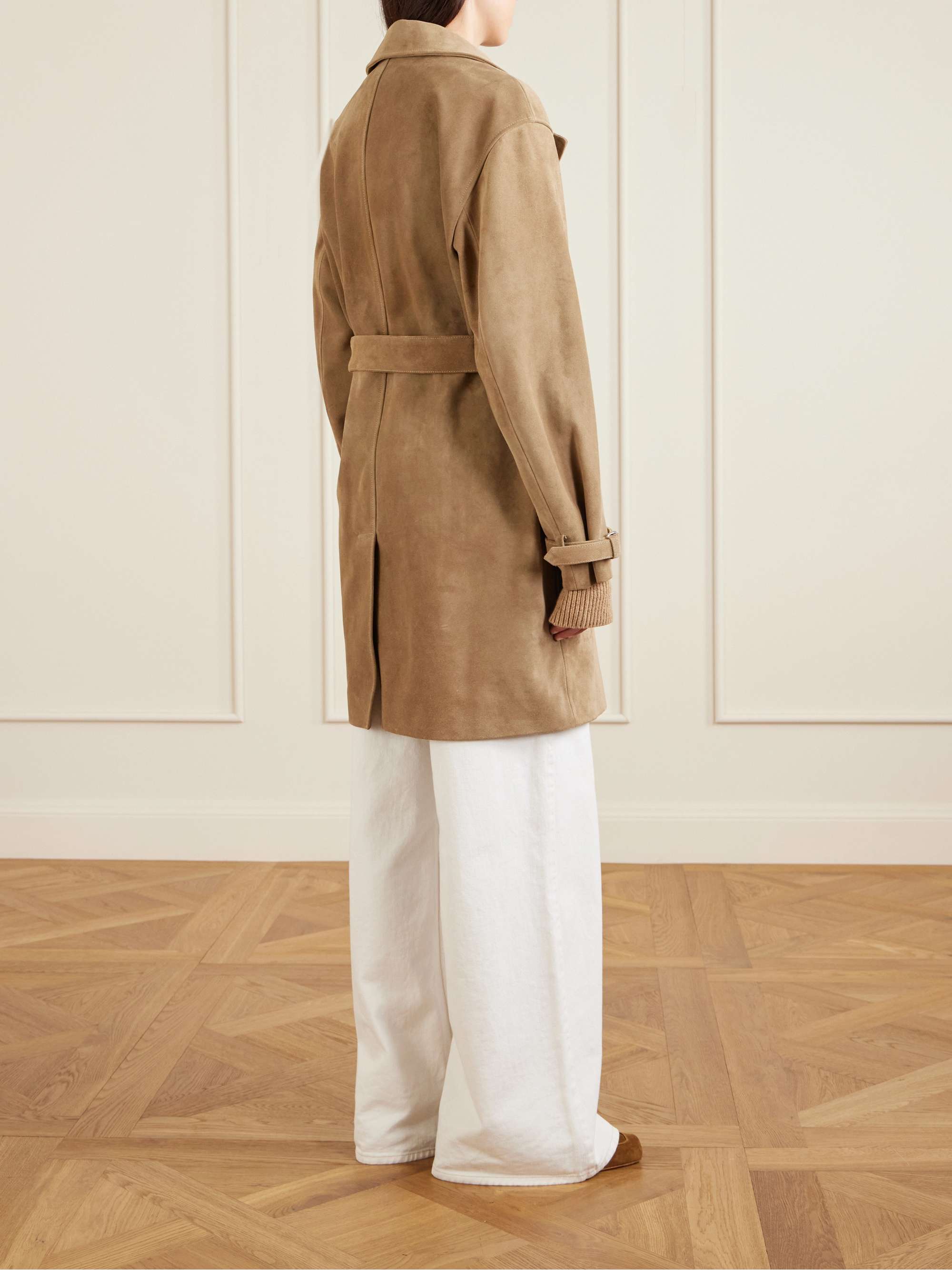 FRAME Belted suede trench coat | NET-A-PORTER