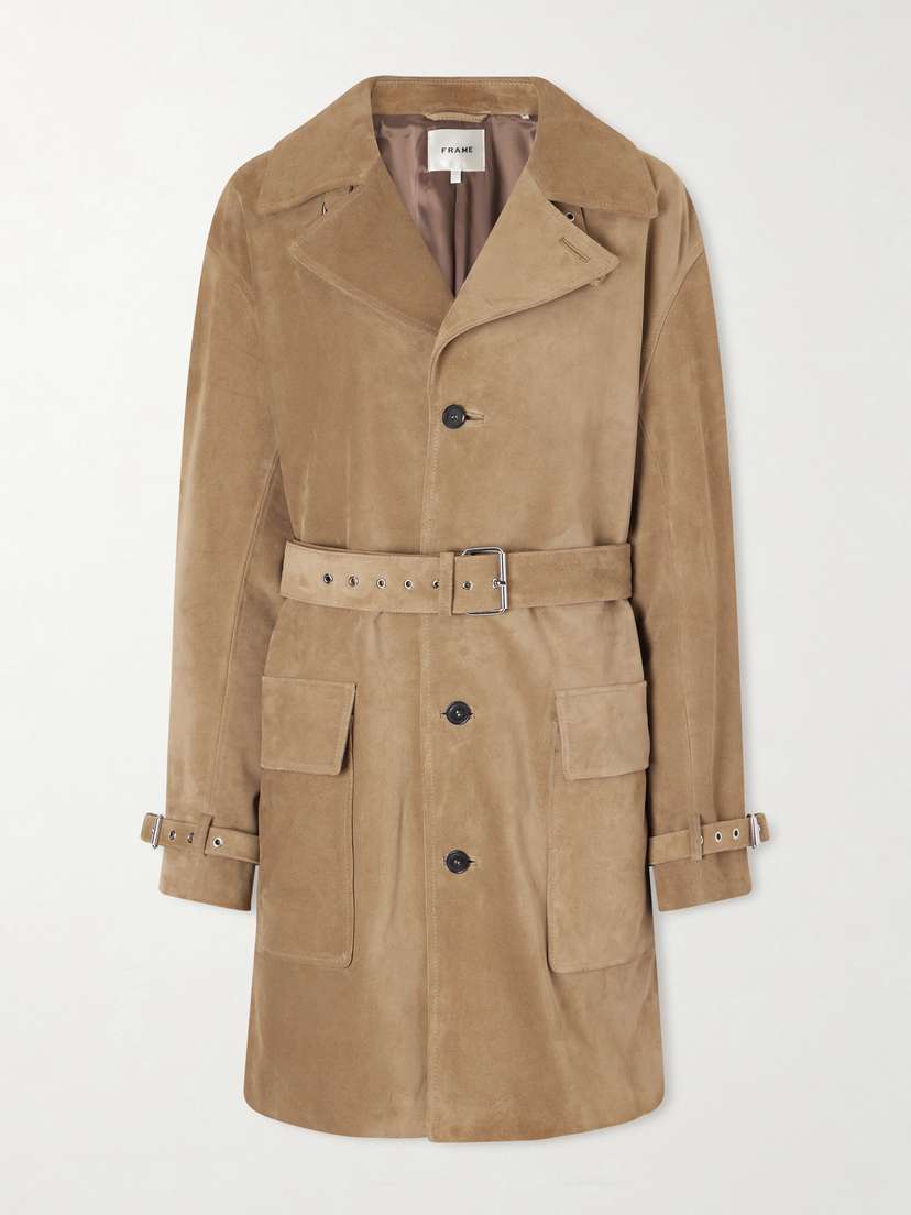 Frame Belted Suede Trench Coat