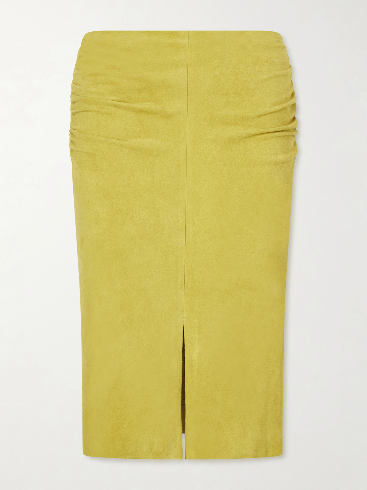 Stouls Ooma Ruched Suede Midi Skirt In Green