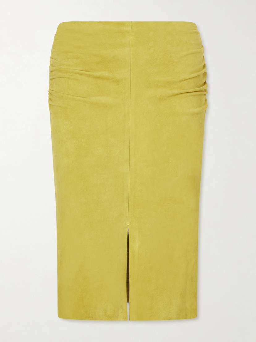 STOULS Ooma Ruched Suede Midi Skirt