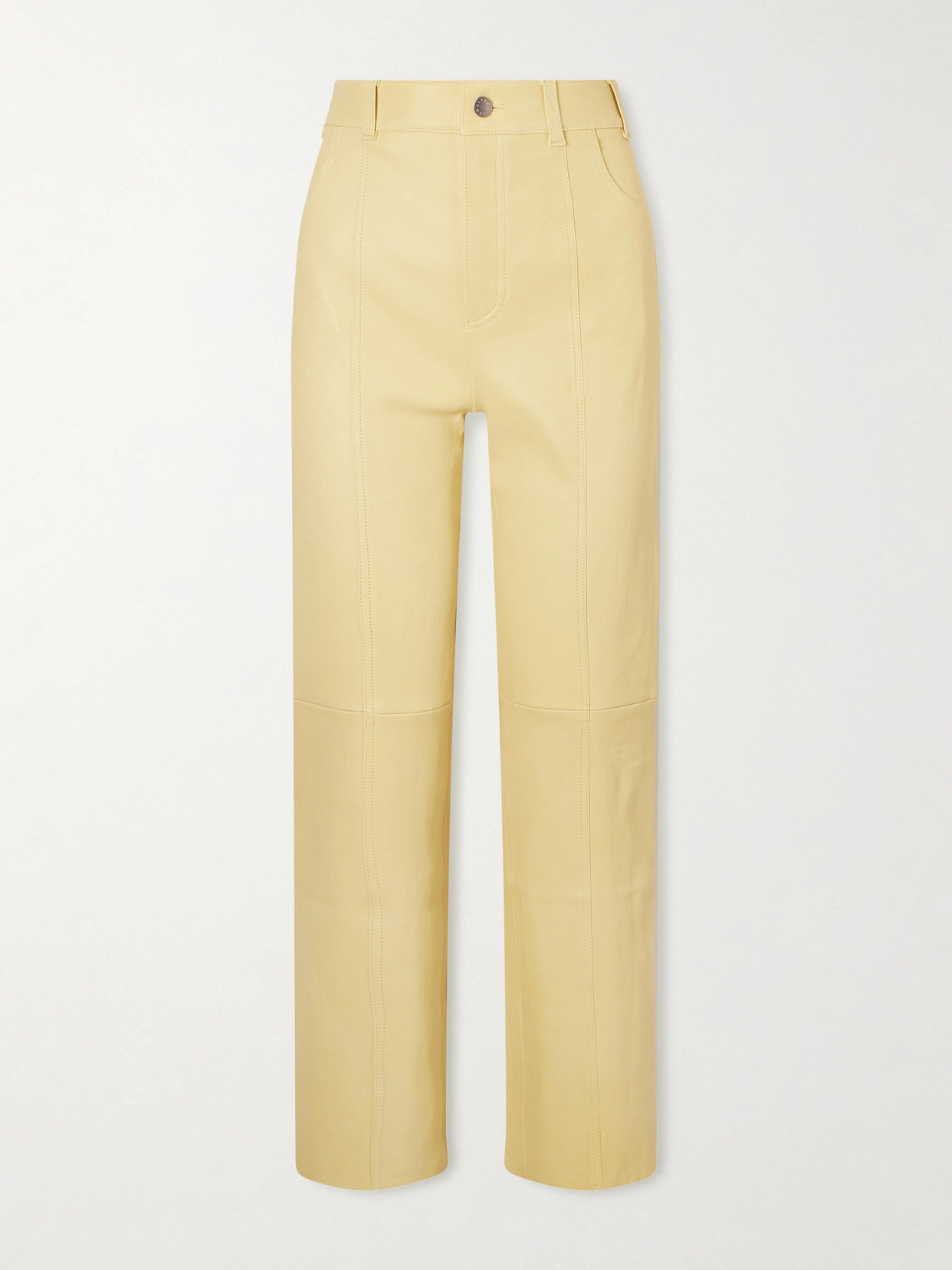 Stouls Benny Leather Straight-leg Pants In Yellow