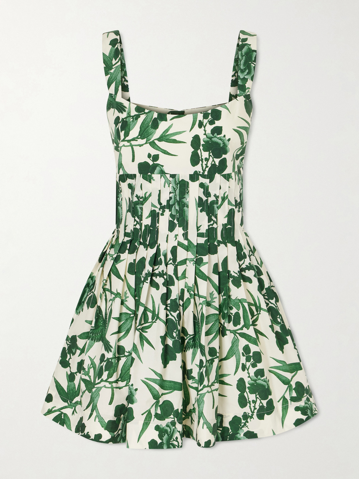 Cara Cara Ria Floral-print Cotton Mini Dress In Green
