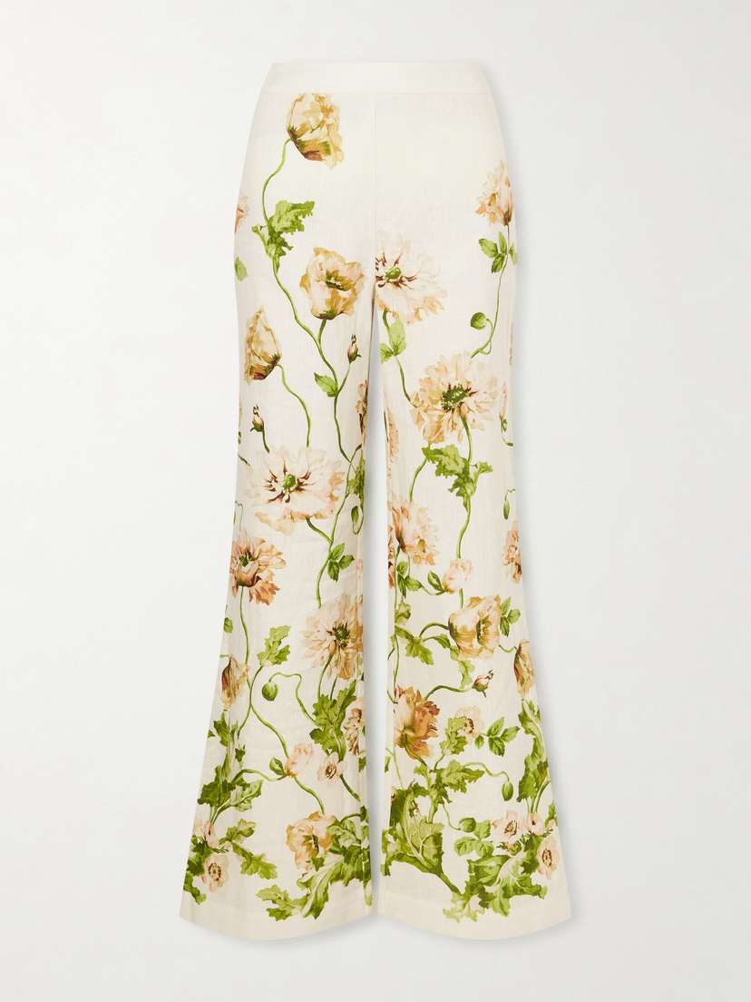 Cara Cara Floral-print Linen Wide-leg Pants