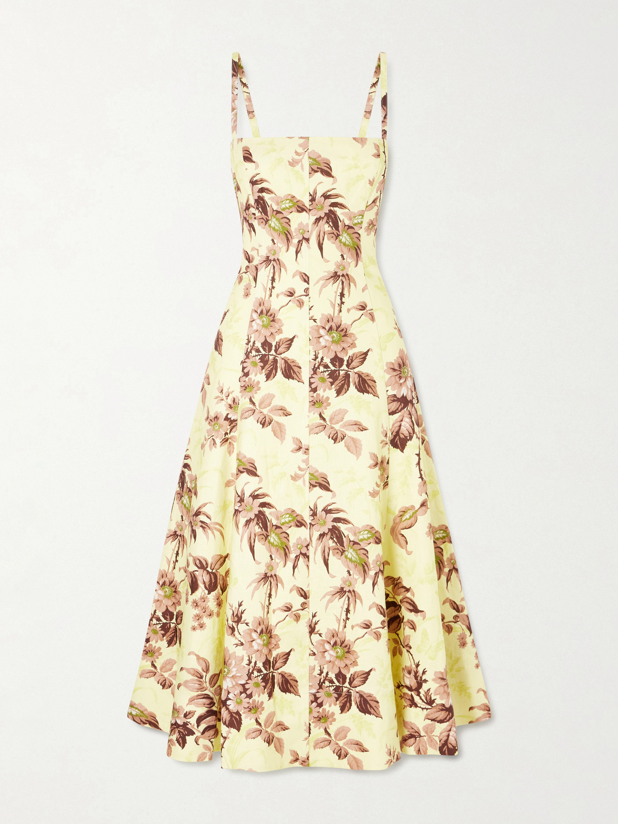 Cara Cara Gimlet Floral-print Linen Dress In Yellow