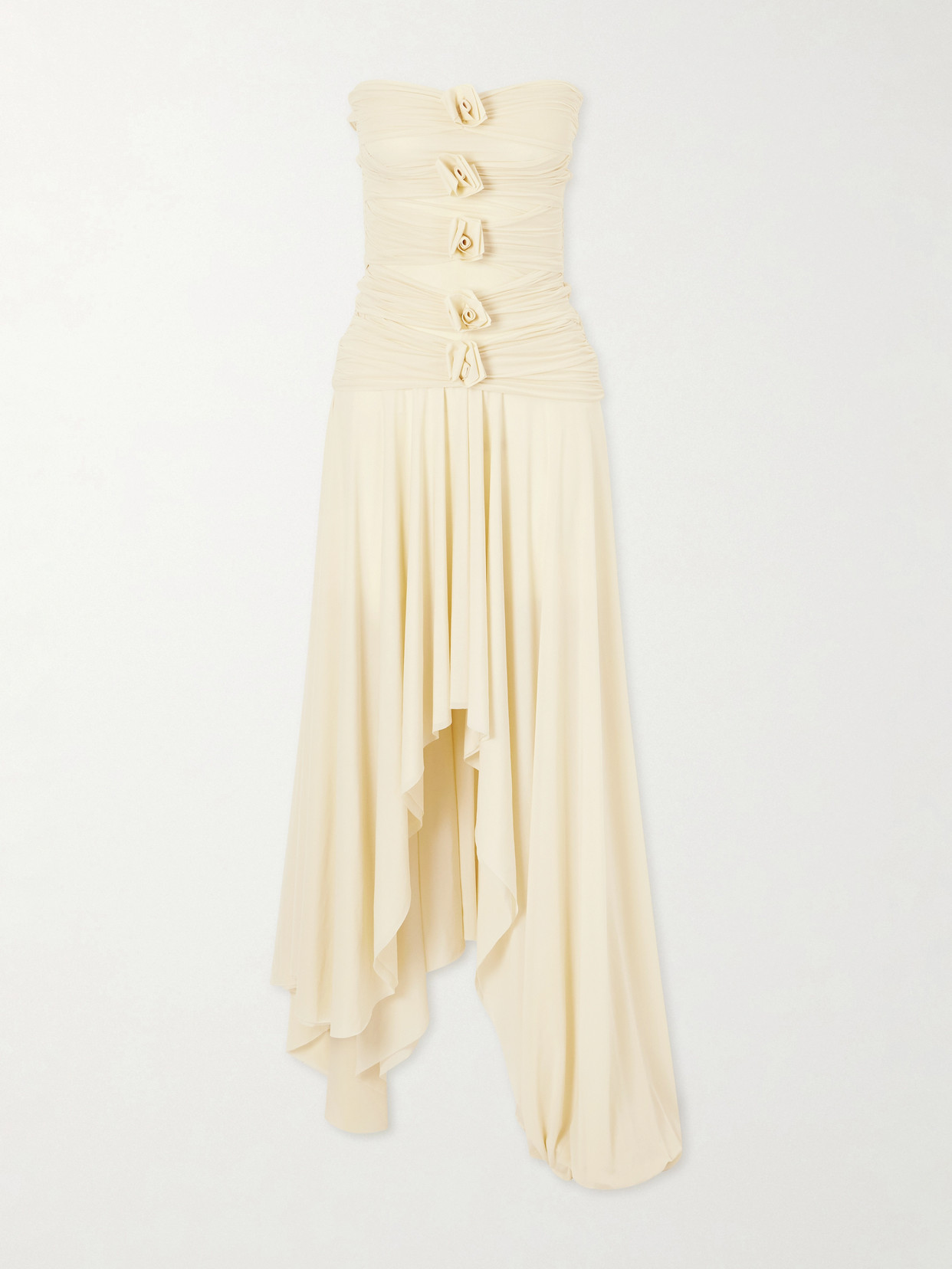 Maygel Coronel Andi Draped Jersey Maxi Dress In White