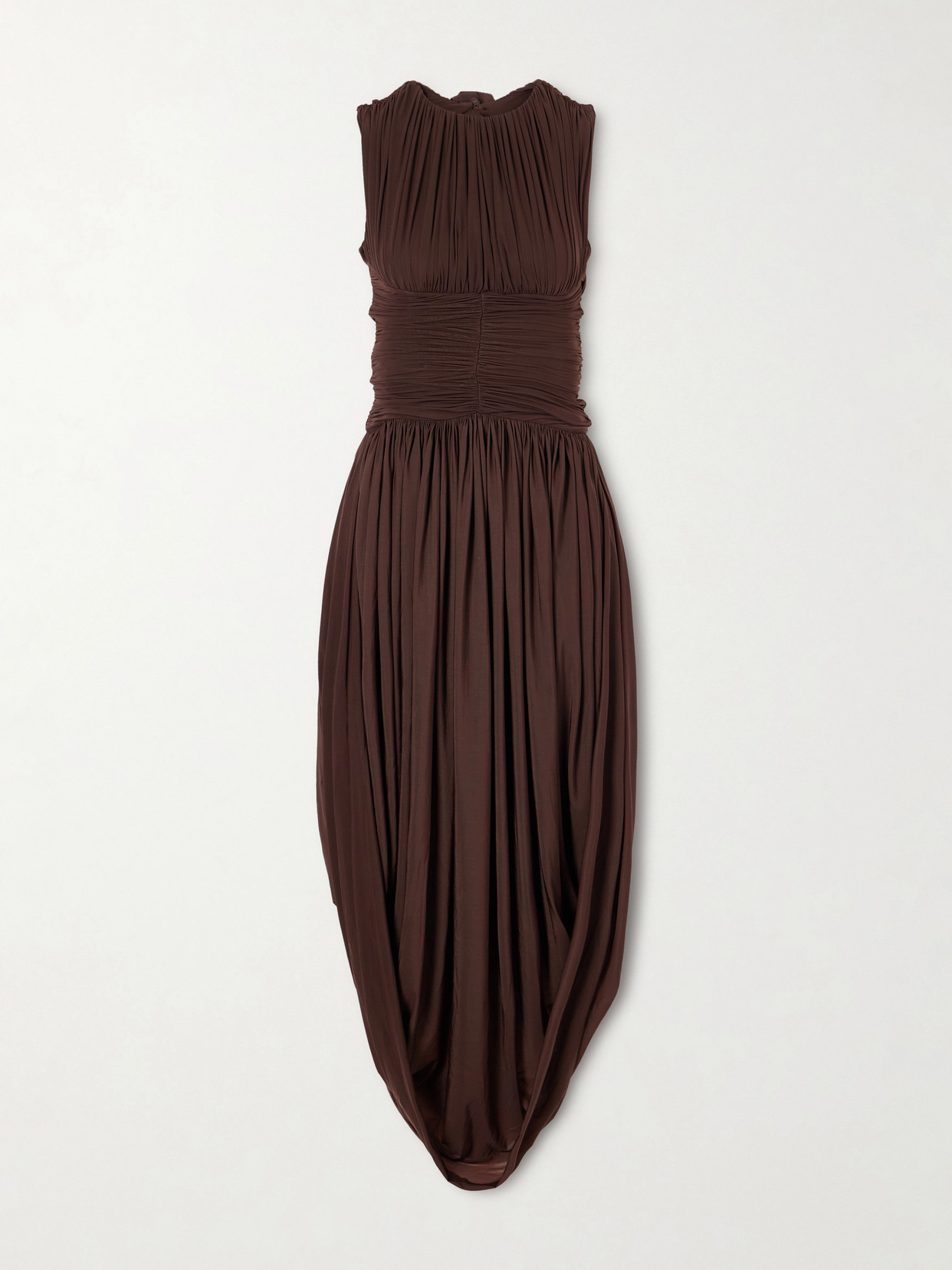 Maygel Coronel Atrio Draped Jersey Midi Dress In Brown
