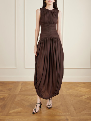 abadia ora pleated gathered chiffon and dupioni midi dress Abadia Casual and day dresses for Women | Online Sale up to 70% off