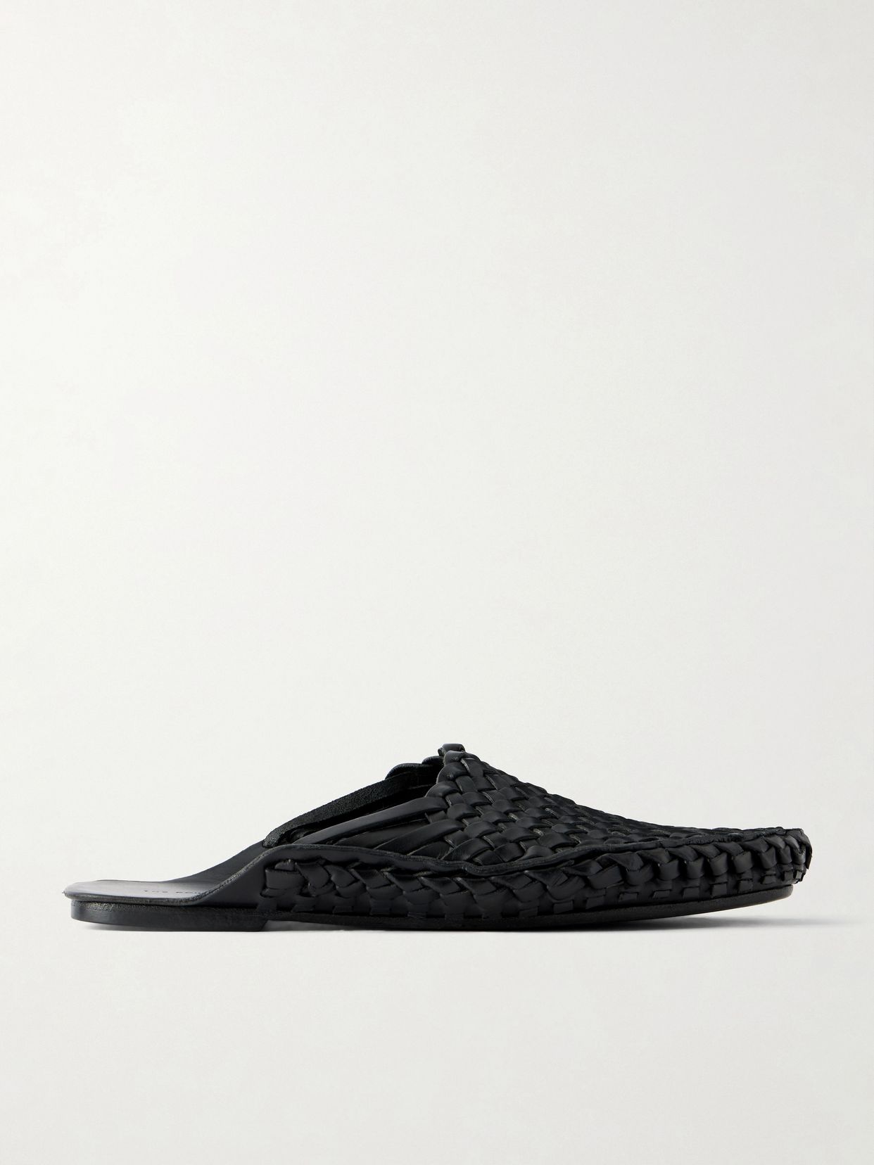woven leather mules