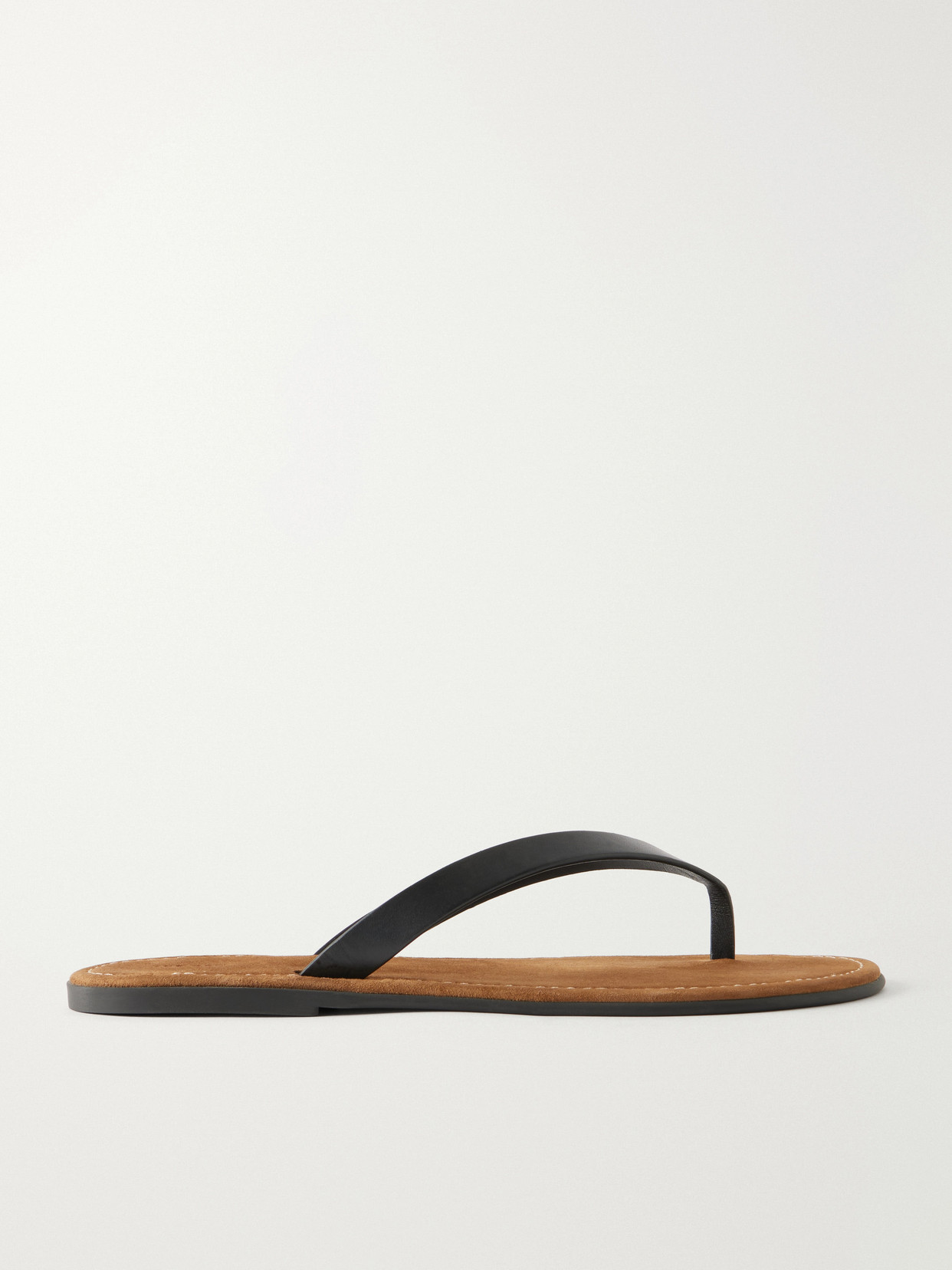 The Row - Beach Leather Flip Flops - Black