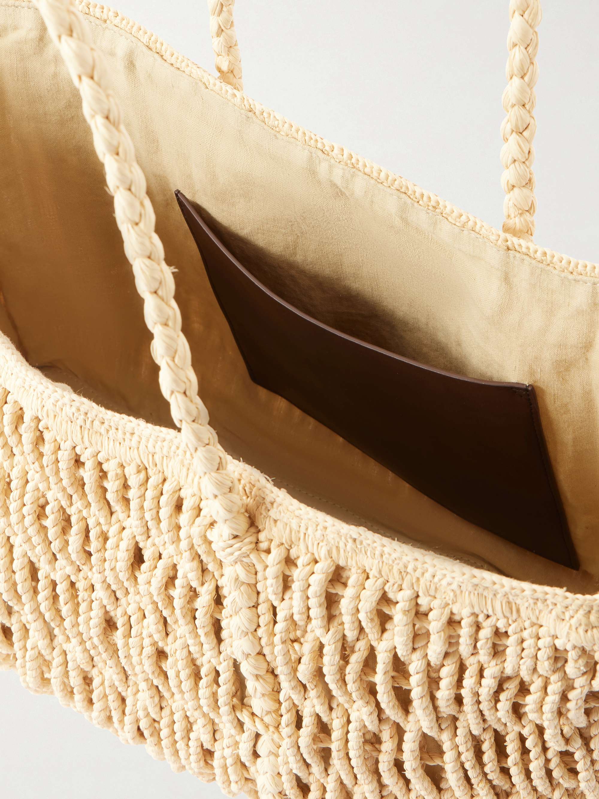 THE ROW Georgica leather-trimmed raffia tote | NET-A-PORTER