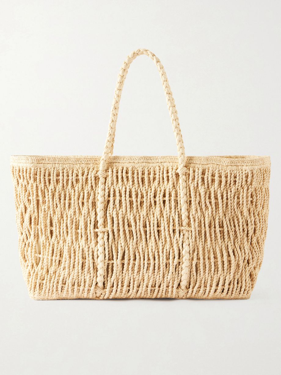 Georgica leather-trimmed raffia tote