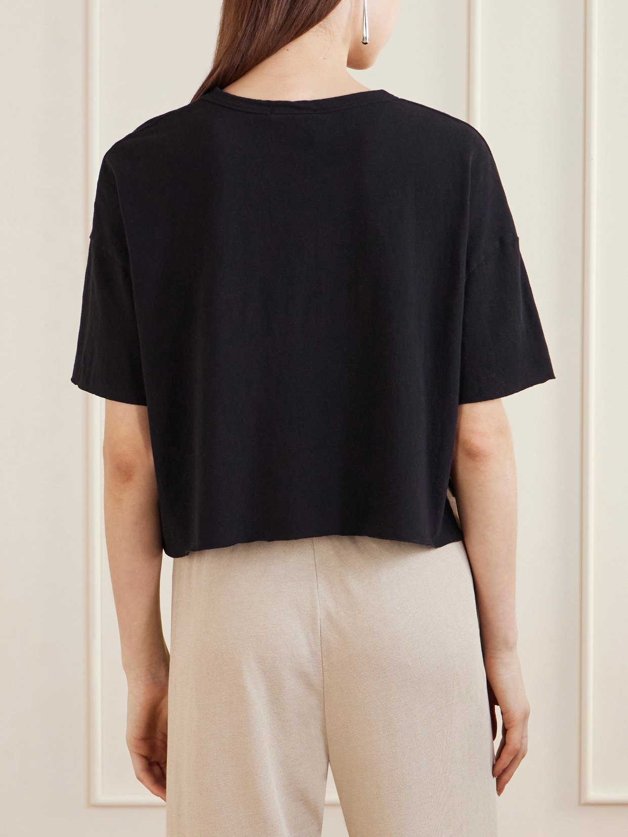 Cropped Cotton-Blend Jersey T-Shirt