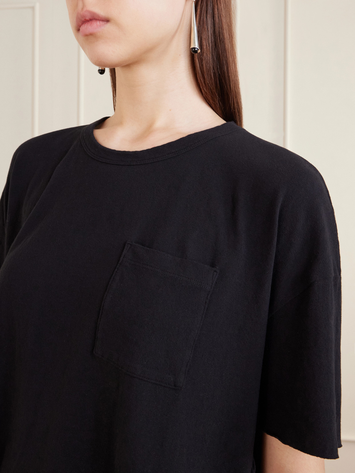Cropped Cotton-Blend Jersey T-Shirt